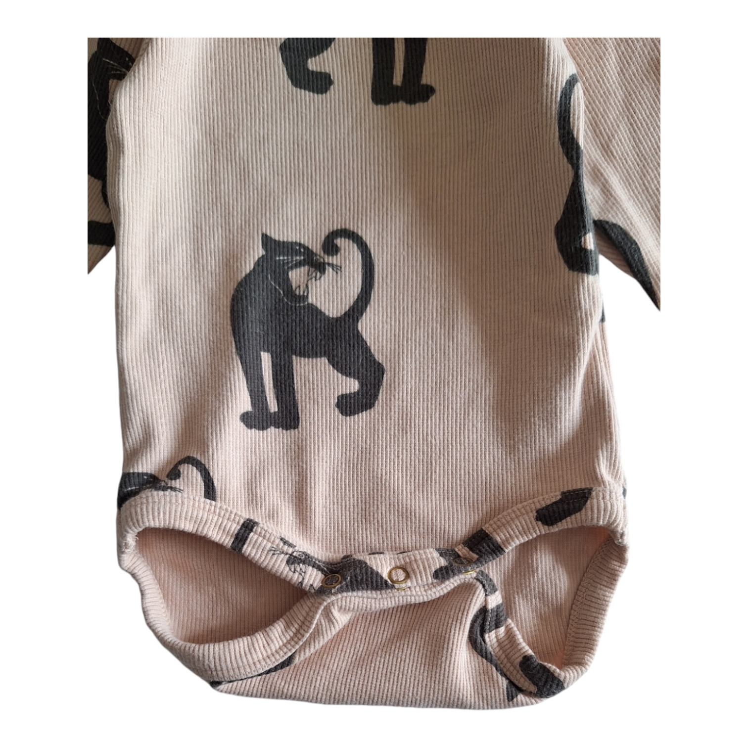 Zwarte panter romper met lange mouwen - 56/62CM