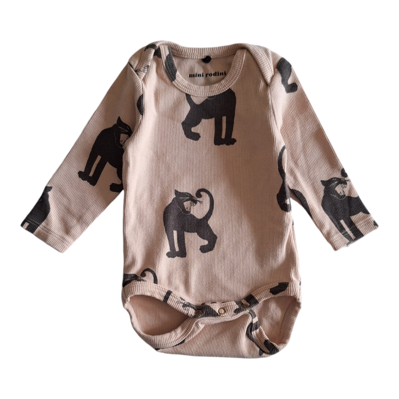 Zwarte panter romper met lange mouwen - 56/62CM