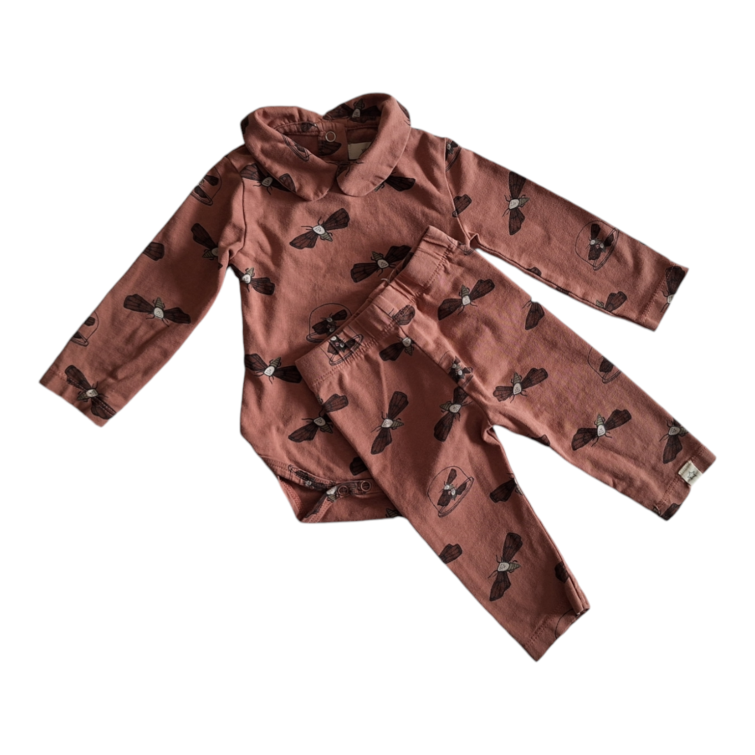 Set lange mouwen romper & legging moth - 50/56CM