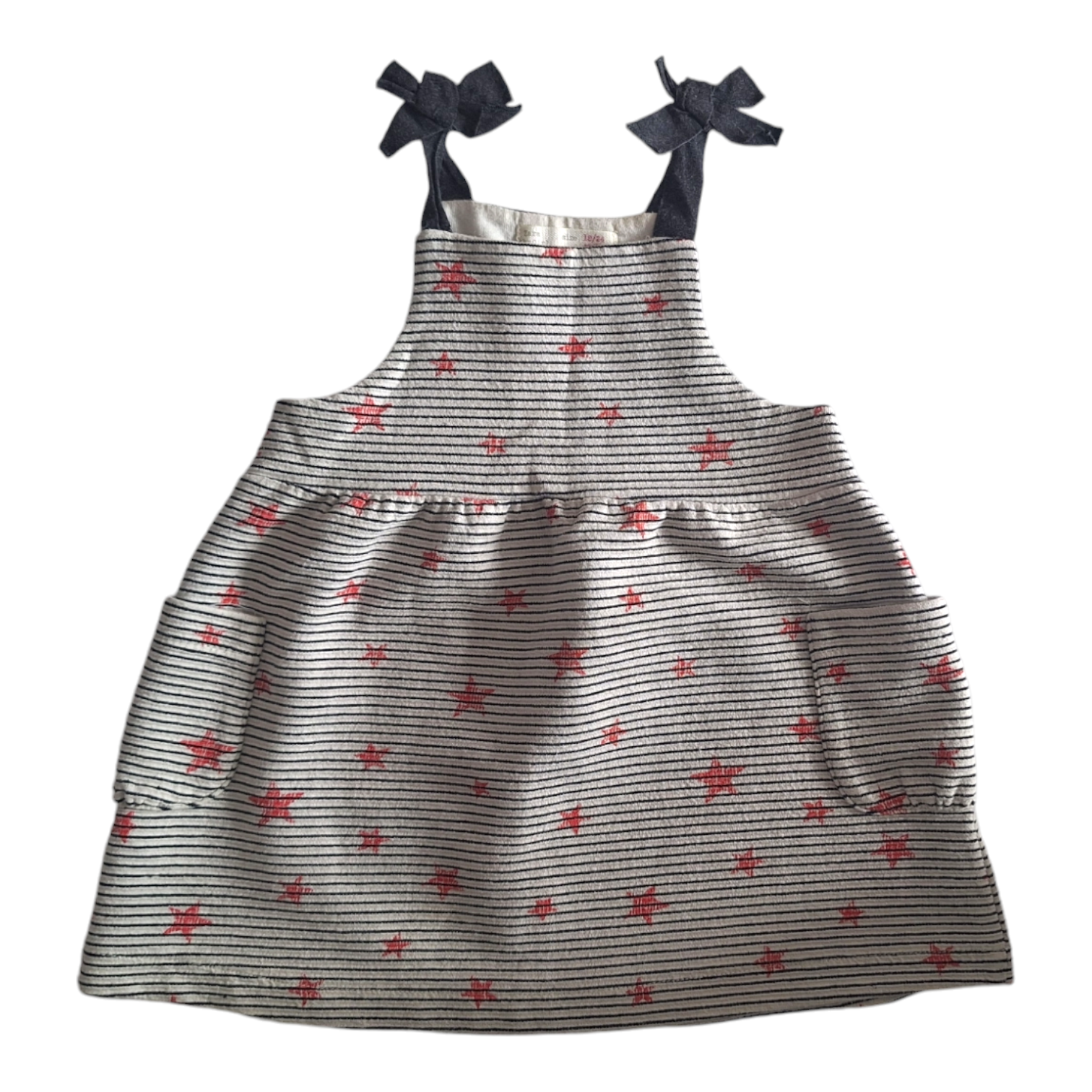 Gestreepte overall rok met zakken sterren - 92CM