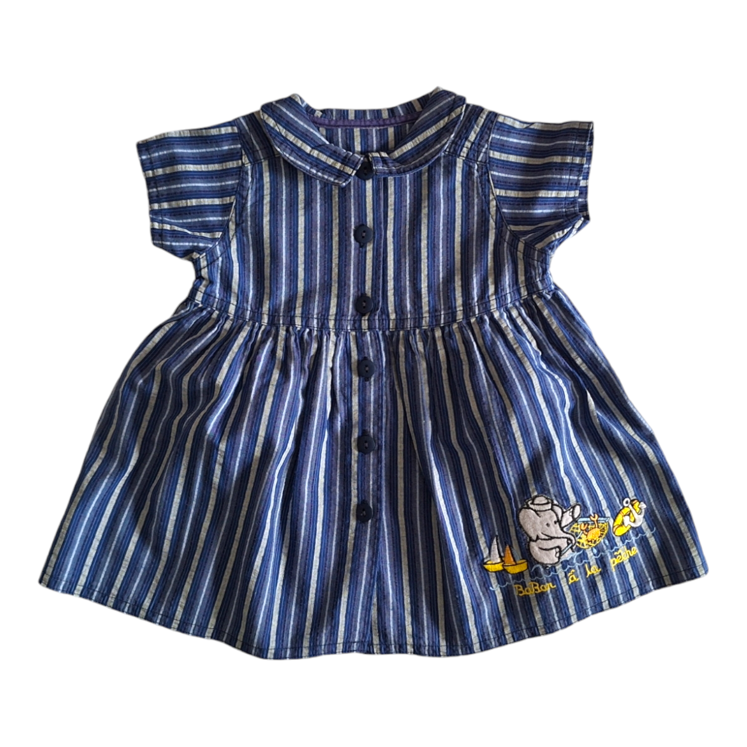 Babar gestreepte jurk - 3/6M
