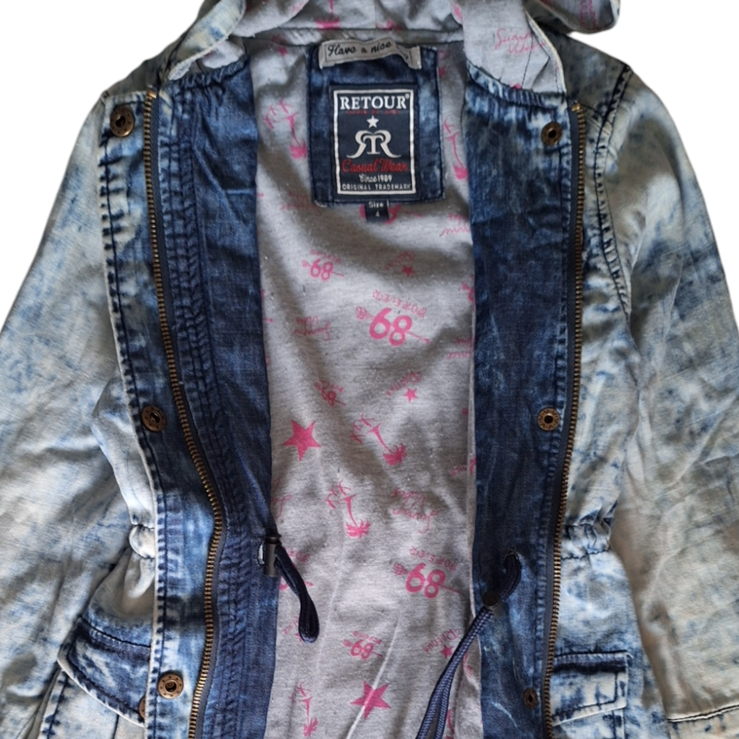 Denim tie and dye jacket with hood - 4Y