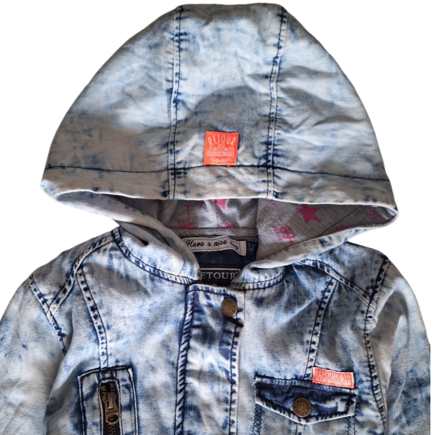 Denim tie and dye jacket with hood - 4Y