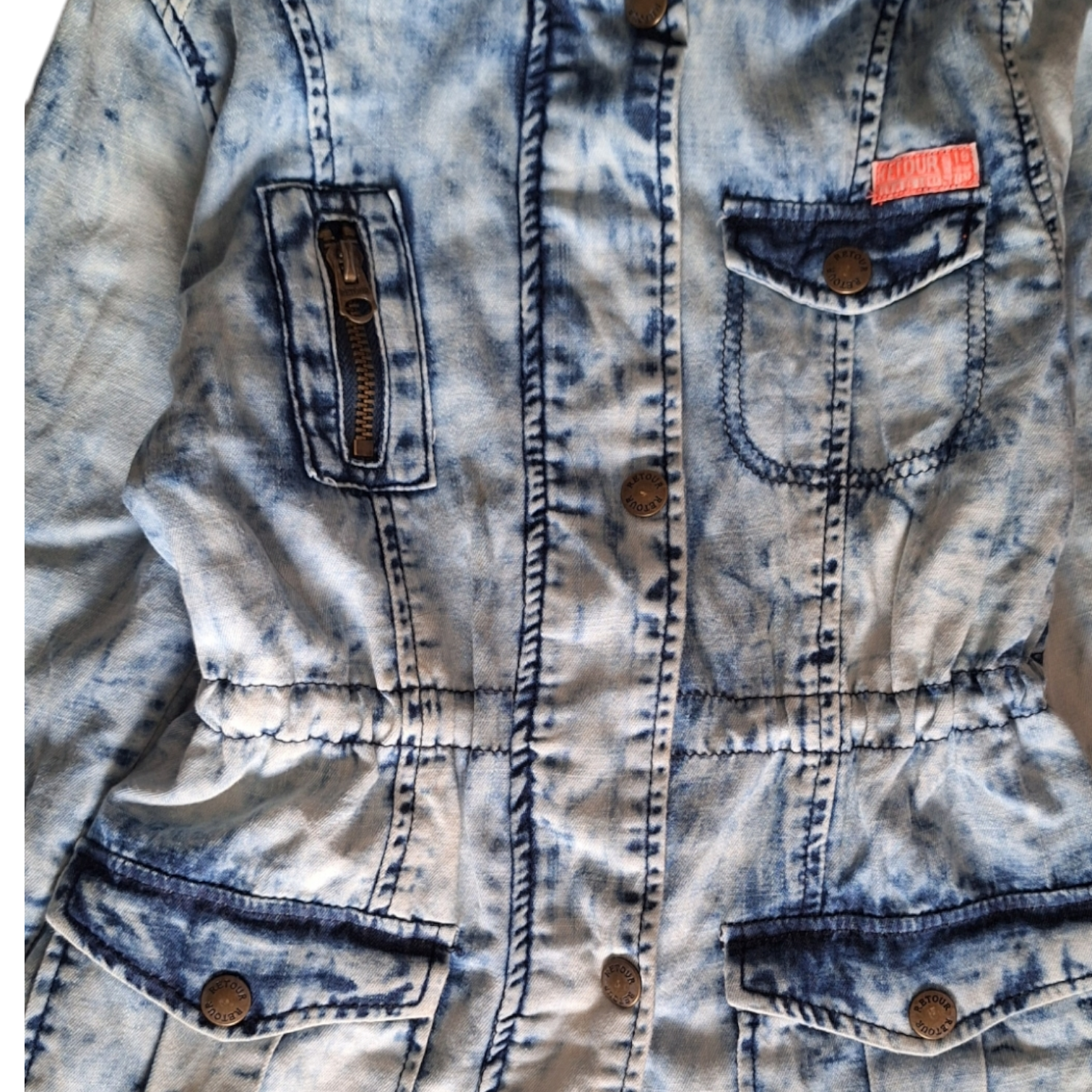 Denim tie and dye jacket with hood - 4Y