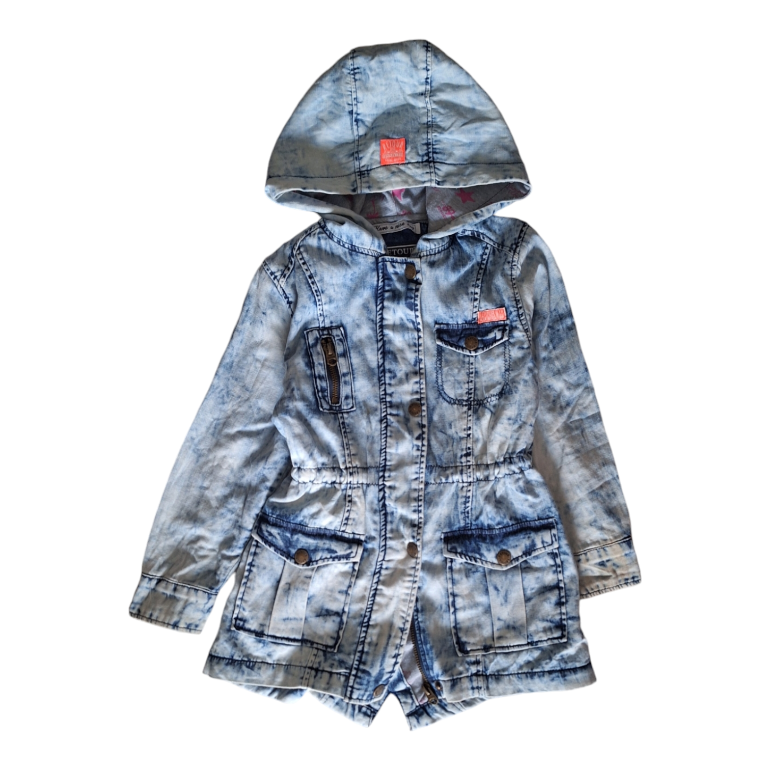 Denim tie and dye jacket with hood - 4Y