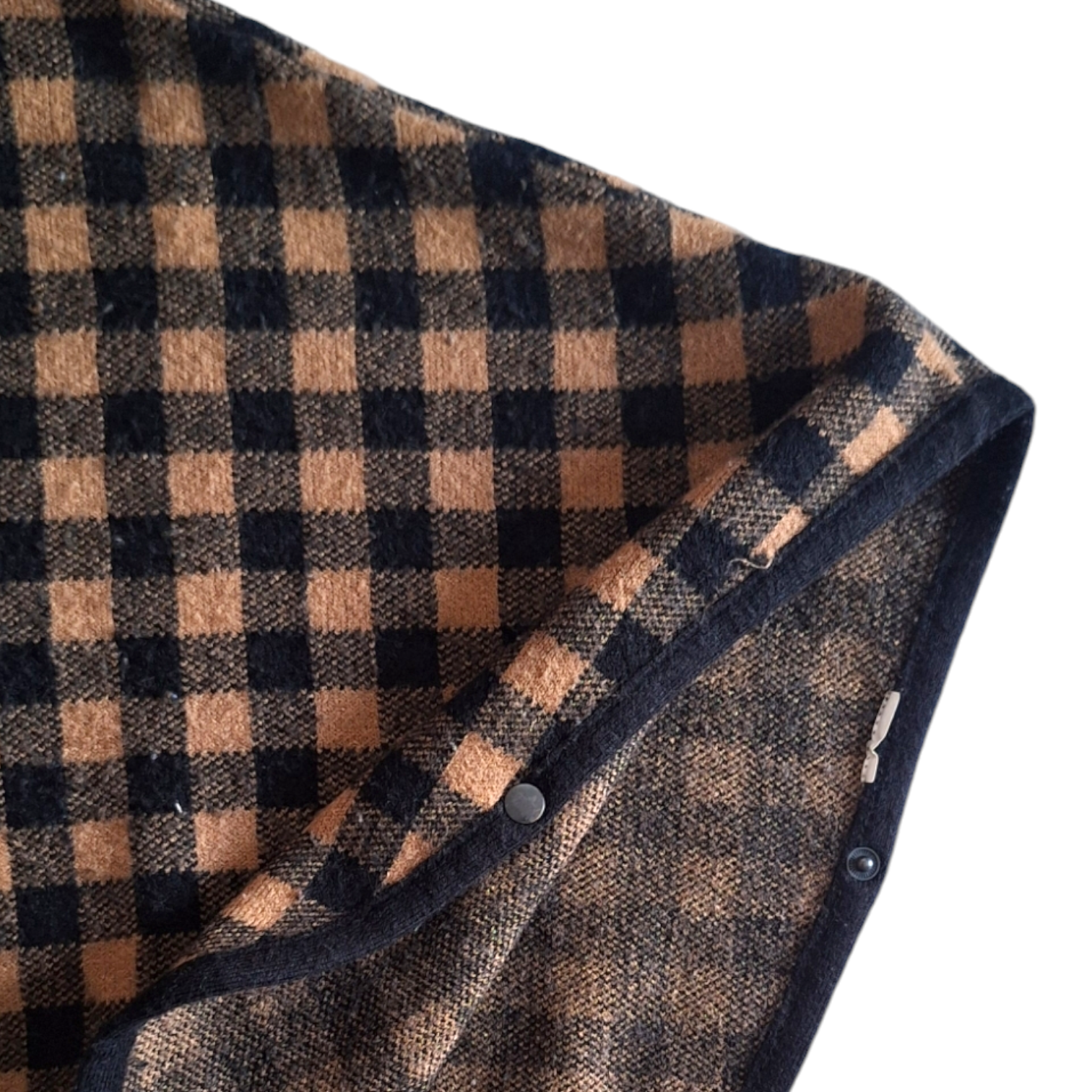 Geruite gebreide cape met capuchon - 12/18M