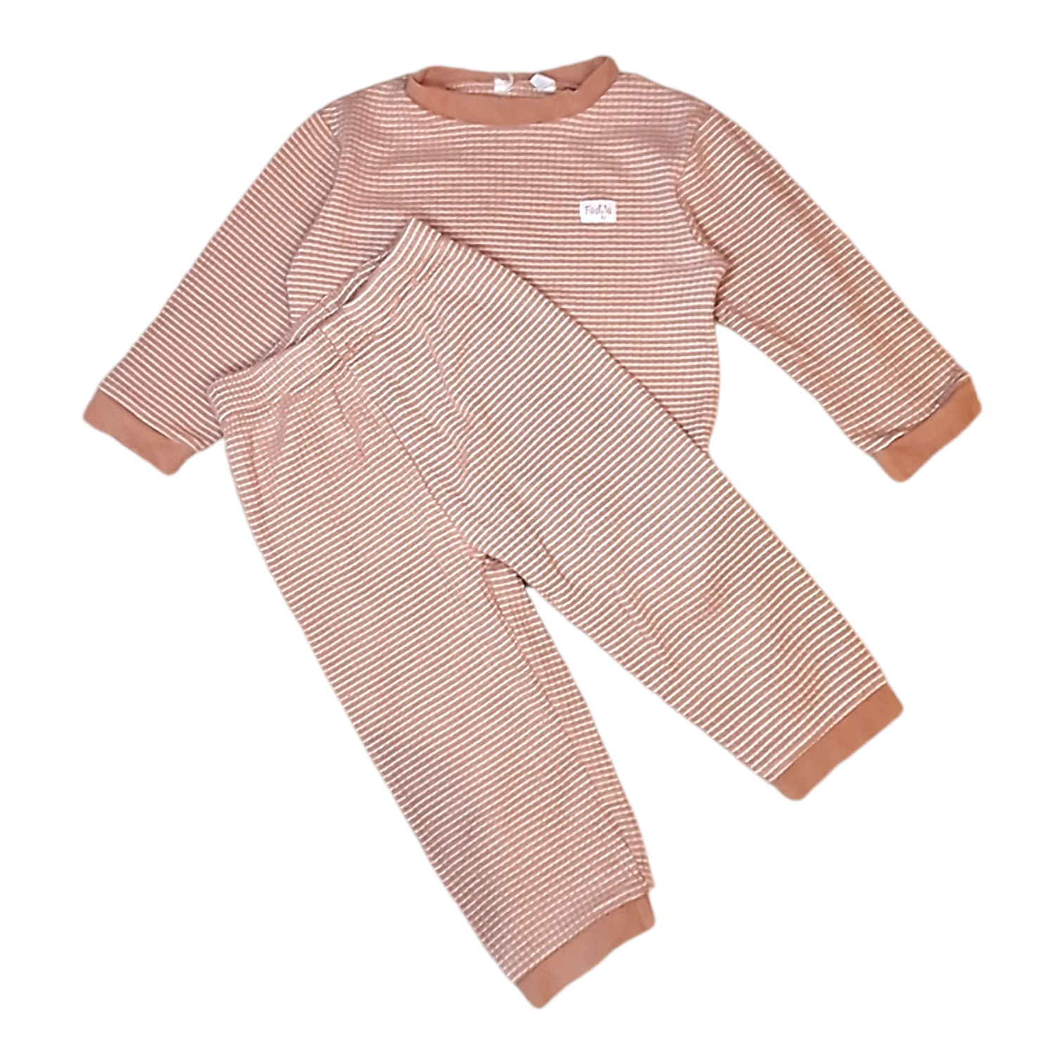 Gestreepte geribbelde pyjamaset - 92CM