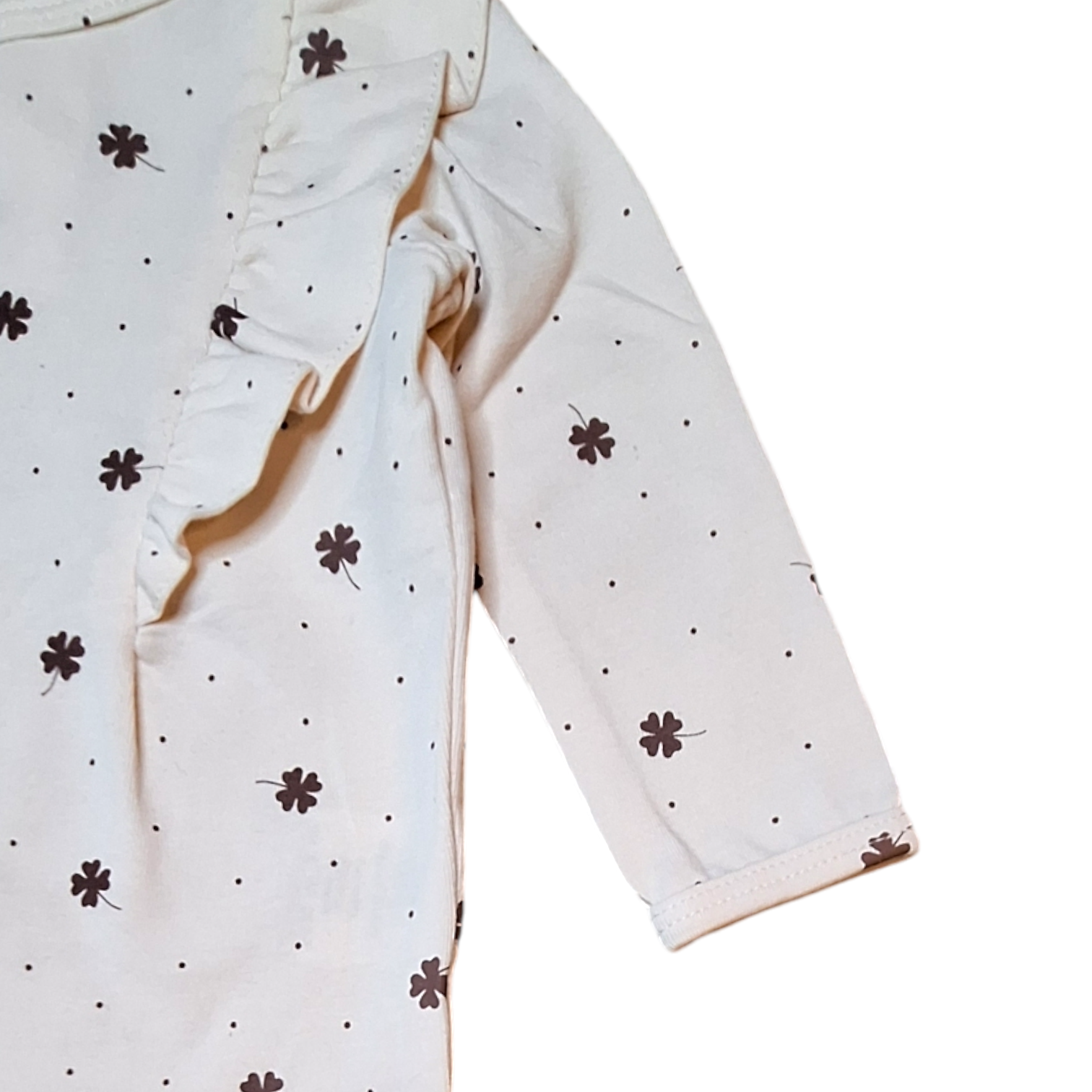 Long sleeves shirt with frills with clovers - 50CM