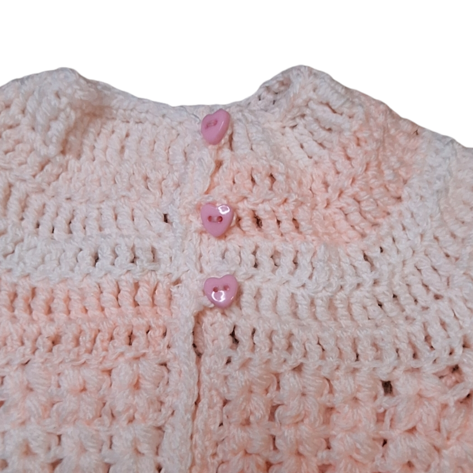 Knitted cardigan short sleeves heart buttons - 6M