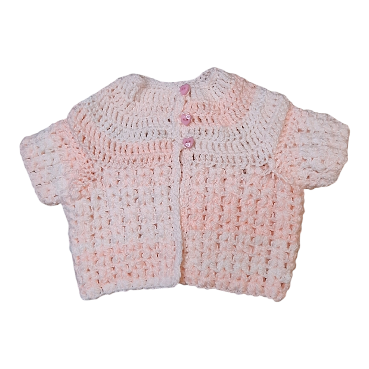 Knitted cardigan short sleeves heart buttons - 6M