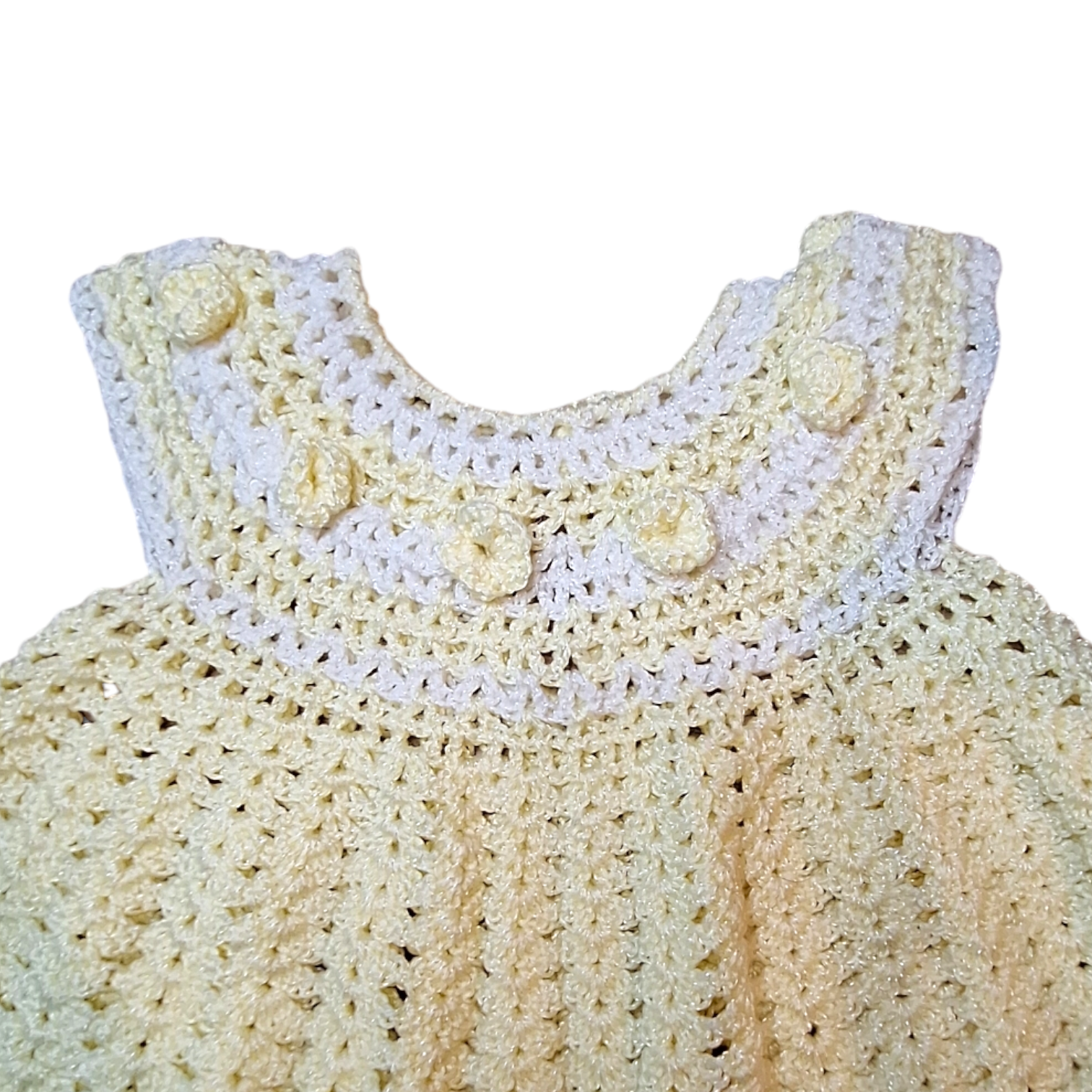 Knitted dress with knitted roses - 6M