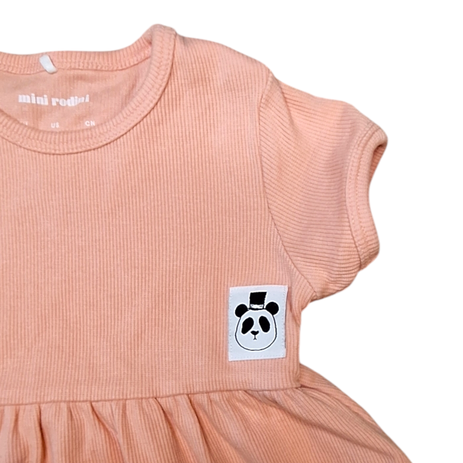 Ribbed dress with panda logo - 4/9M