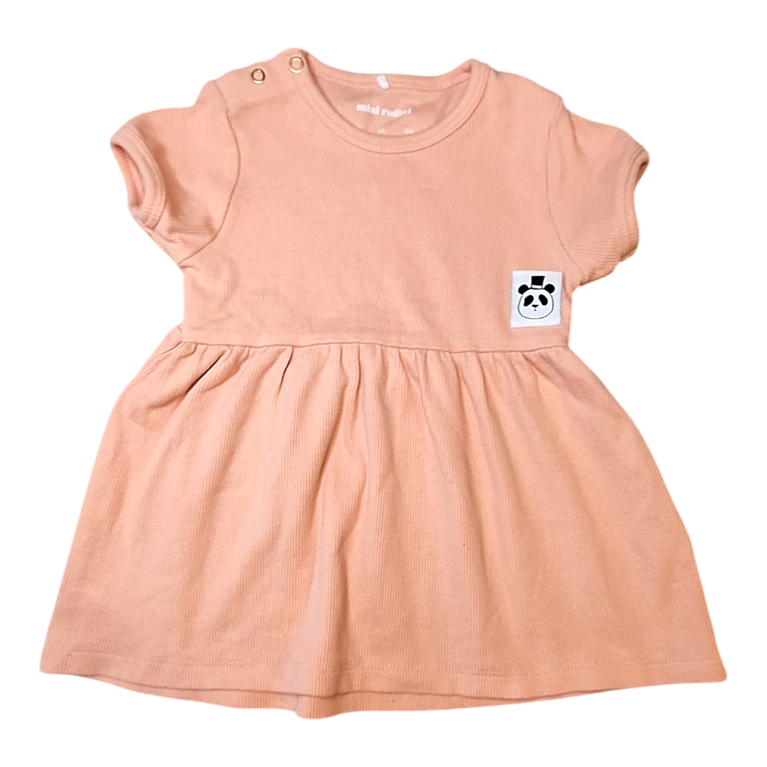 Ribbed dress with panda logo - 4/9M
