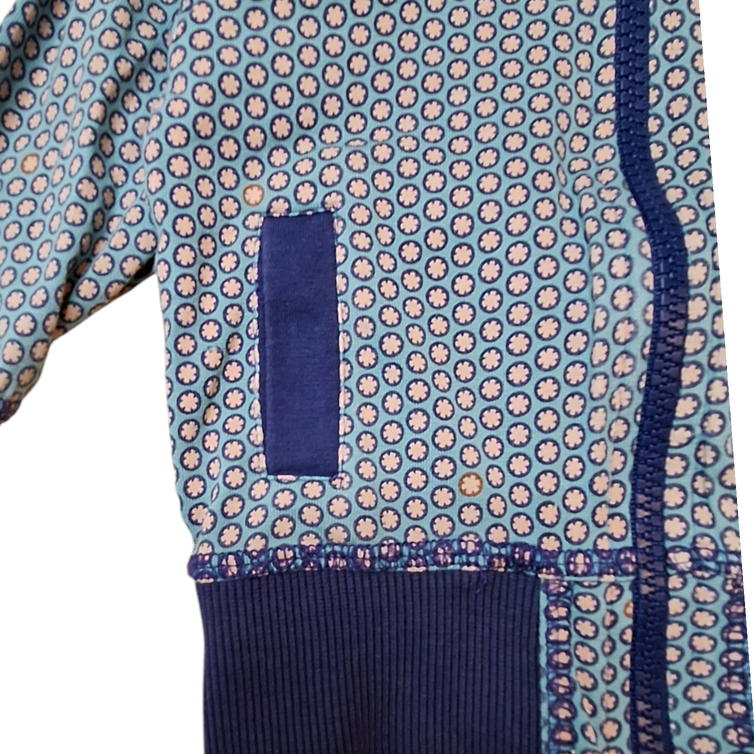 Capuchon sweatjack bloemen - 62/68CM