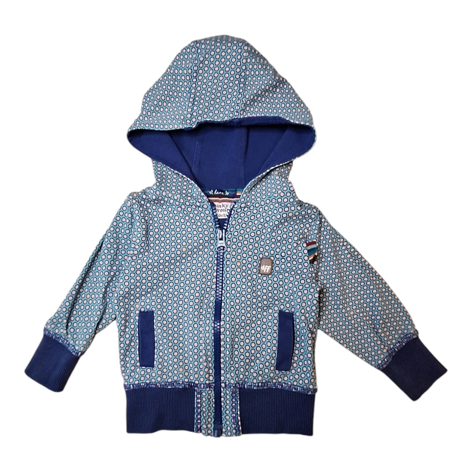 Capuchon sweatjack bloemen - 62/68CM