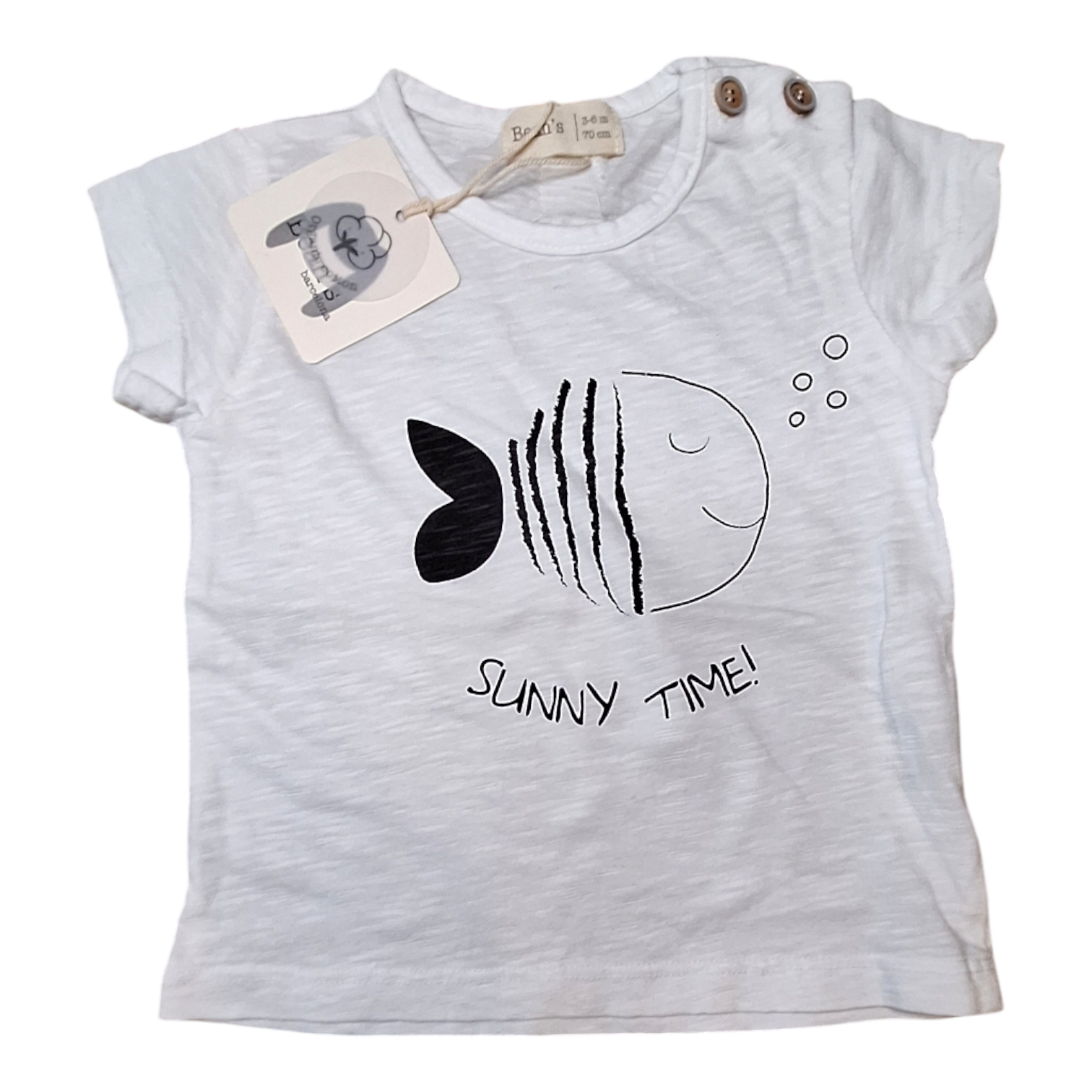 Biologisch t=shirt vis SUNNY TIME - 62CM - 70CM