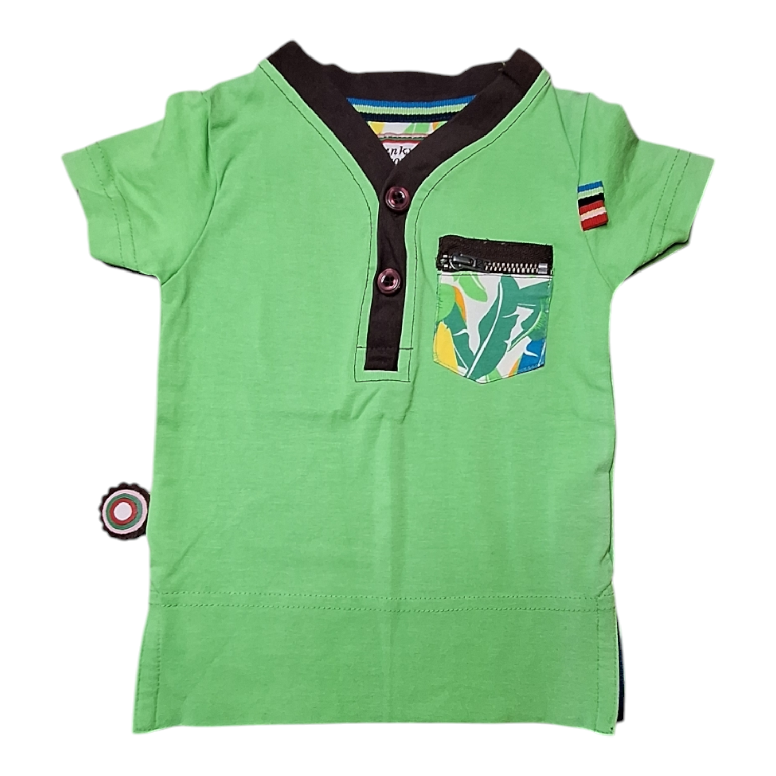 T-shirt met knopen v-hals - 62/68CM