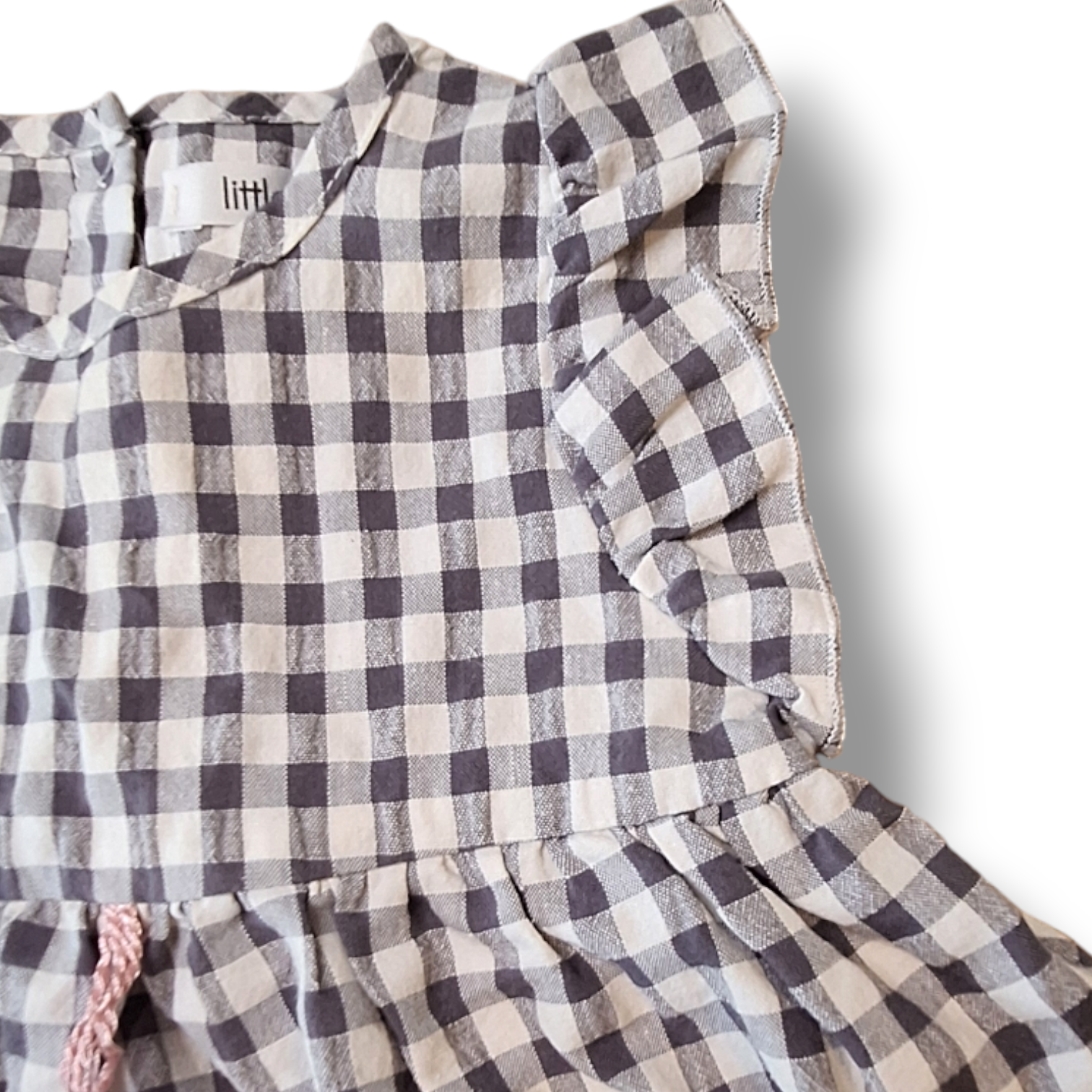 Geruite jurk met ruches - 1/3M