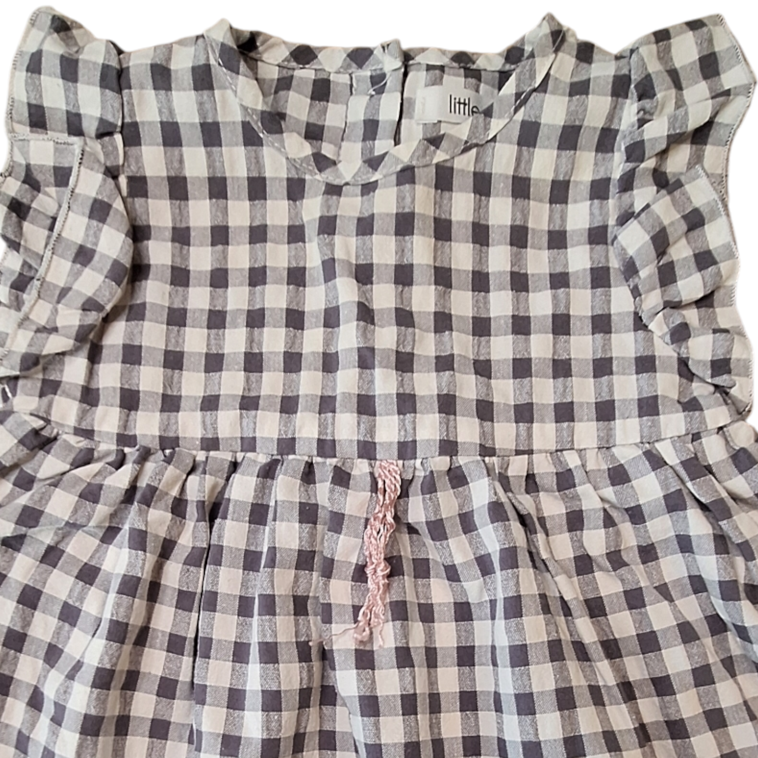 Geruite jurk met ruches - 1/3M