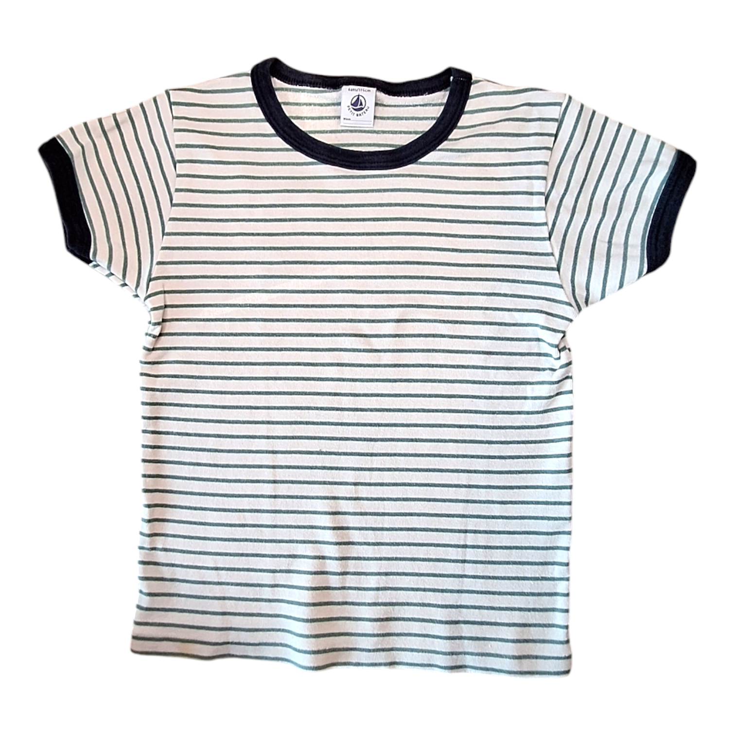 Gestreept T-shirt met contrasterende zomen - 6Y