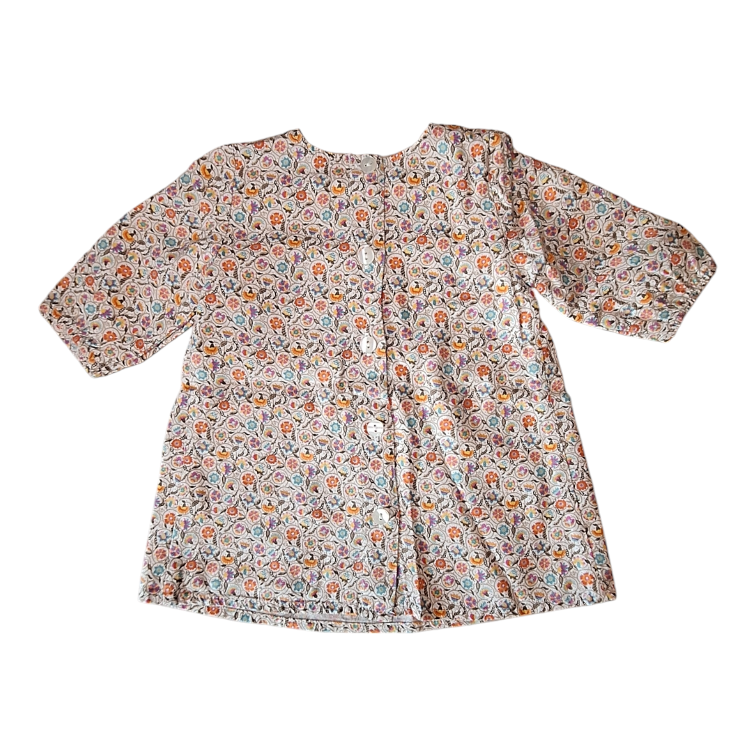 Jurk bloemen met gouden halslijn - 3M