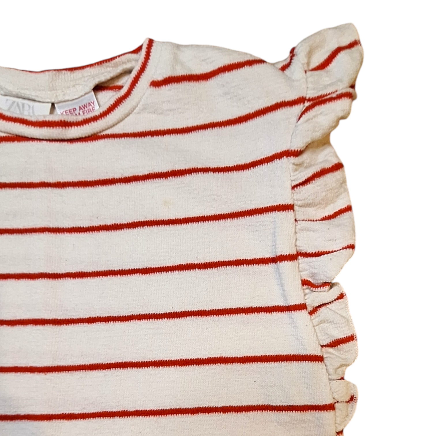 Gestreept shirt met ruches aan de zijkanten - 74CM