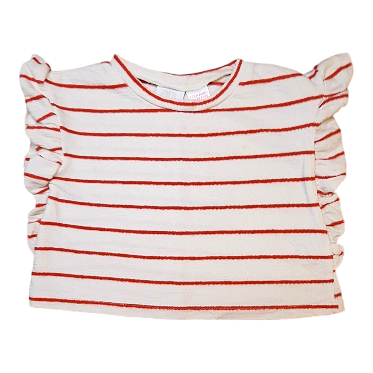 Gestreept shirt met ruches aan de zijkanten - 74CM