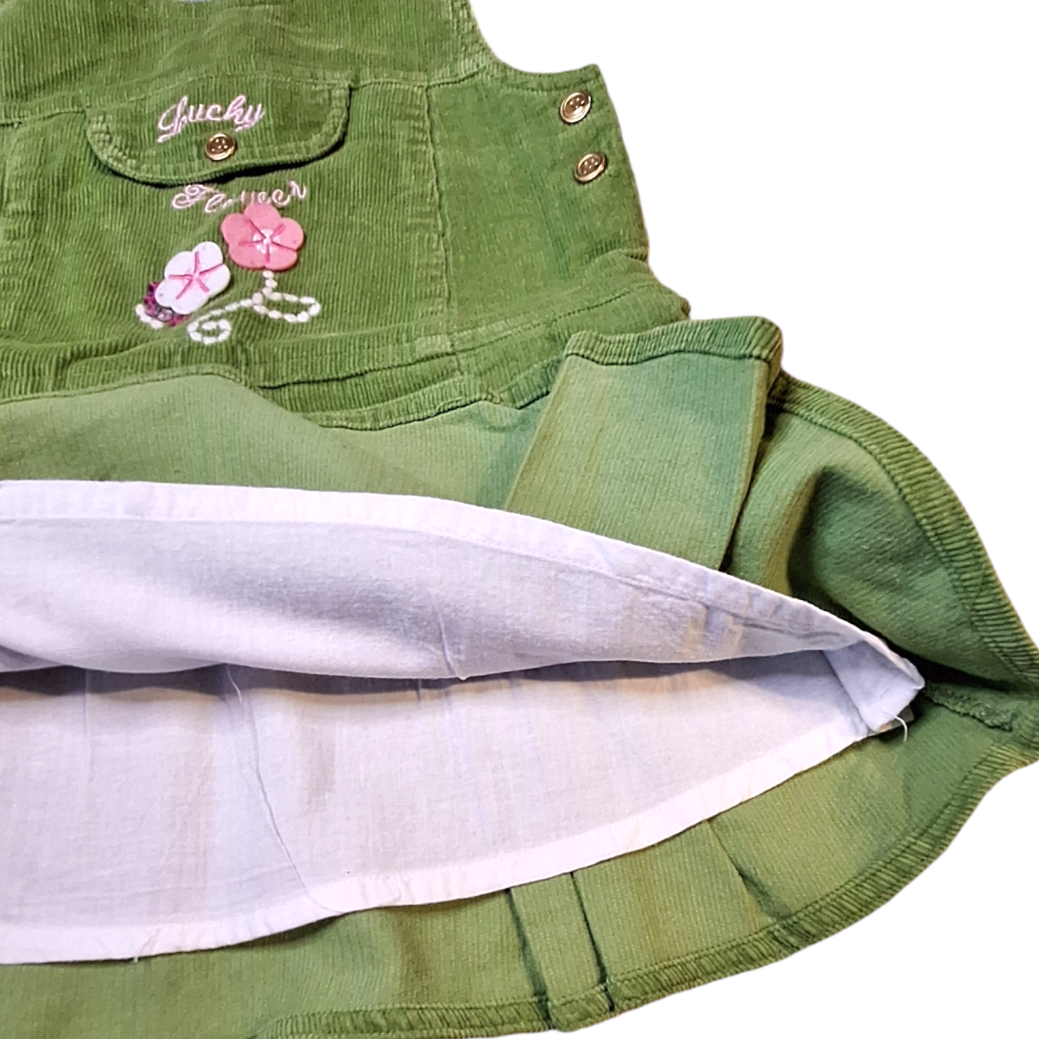 Overall in groen geribbeld corduroy -12/18M
