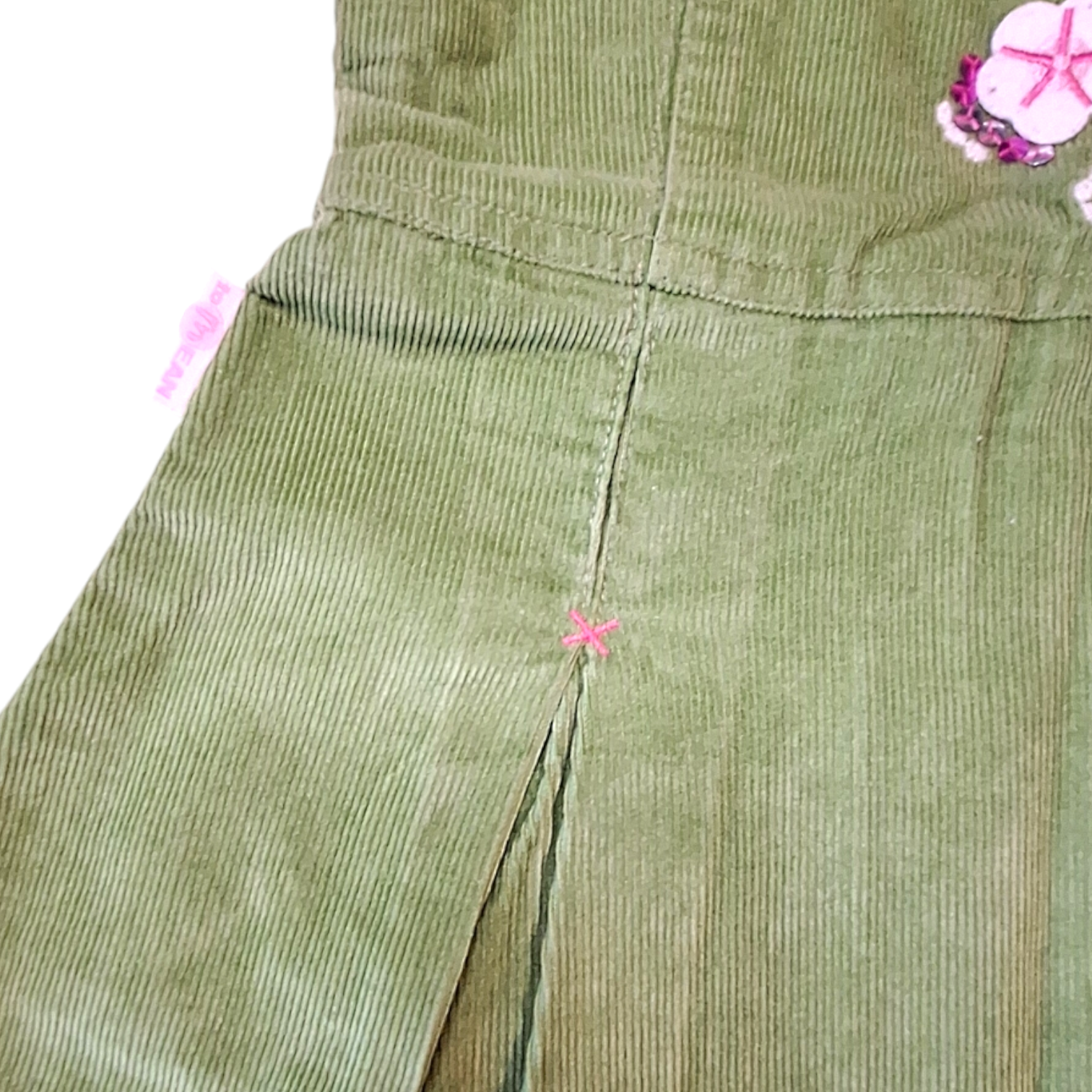 Overall in groen geribbeld corduroy -12/18M
