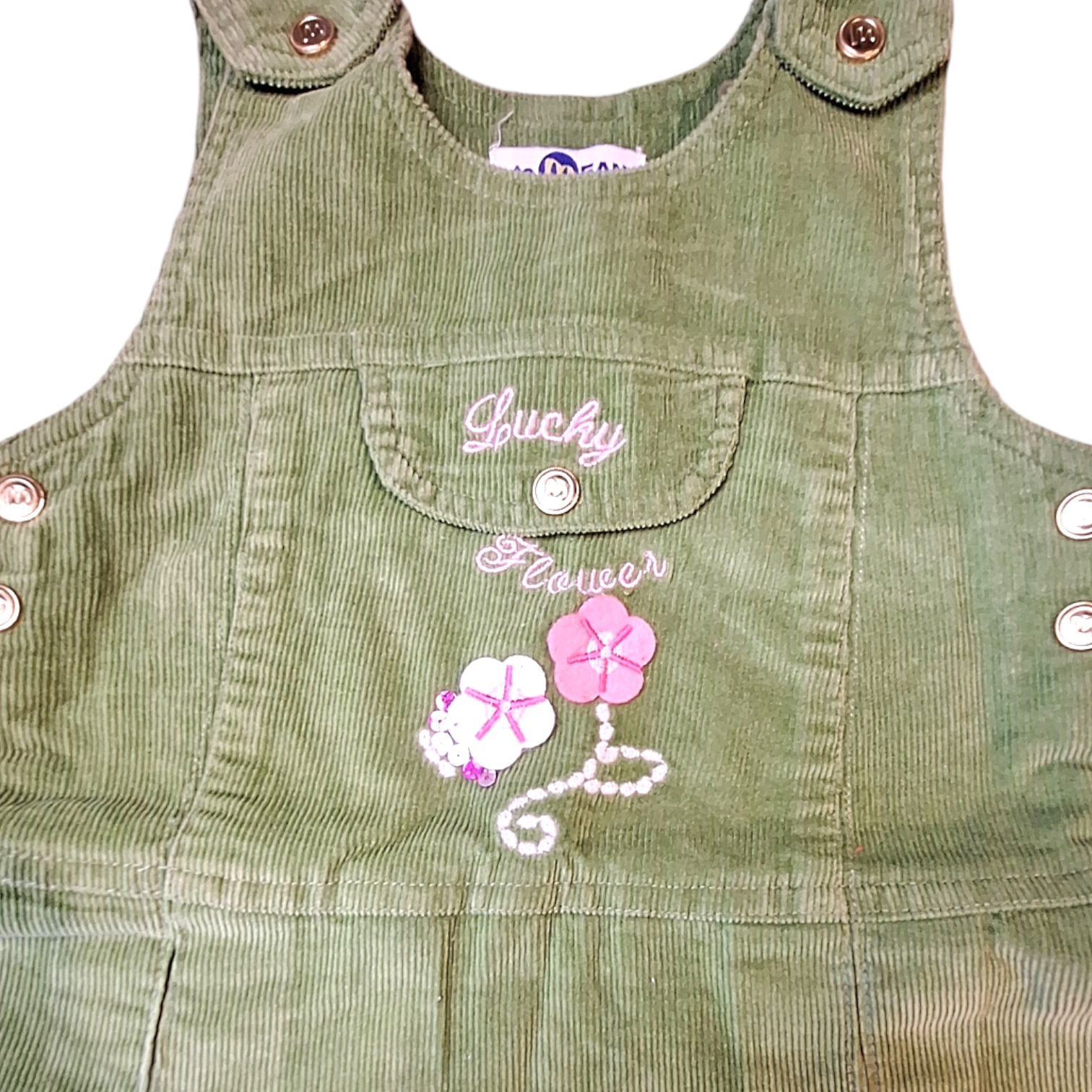 Overall in groen geribbeld corduroy -12/18M