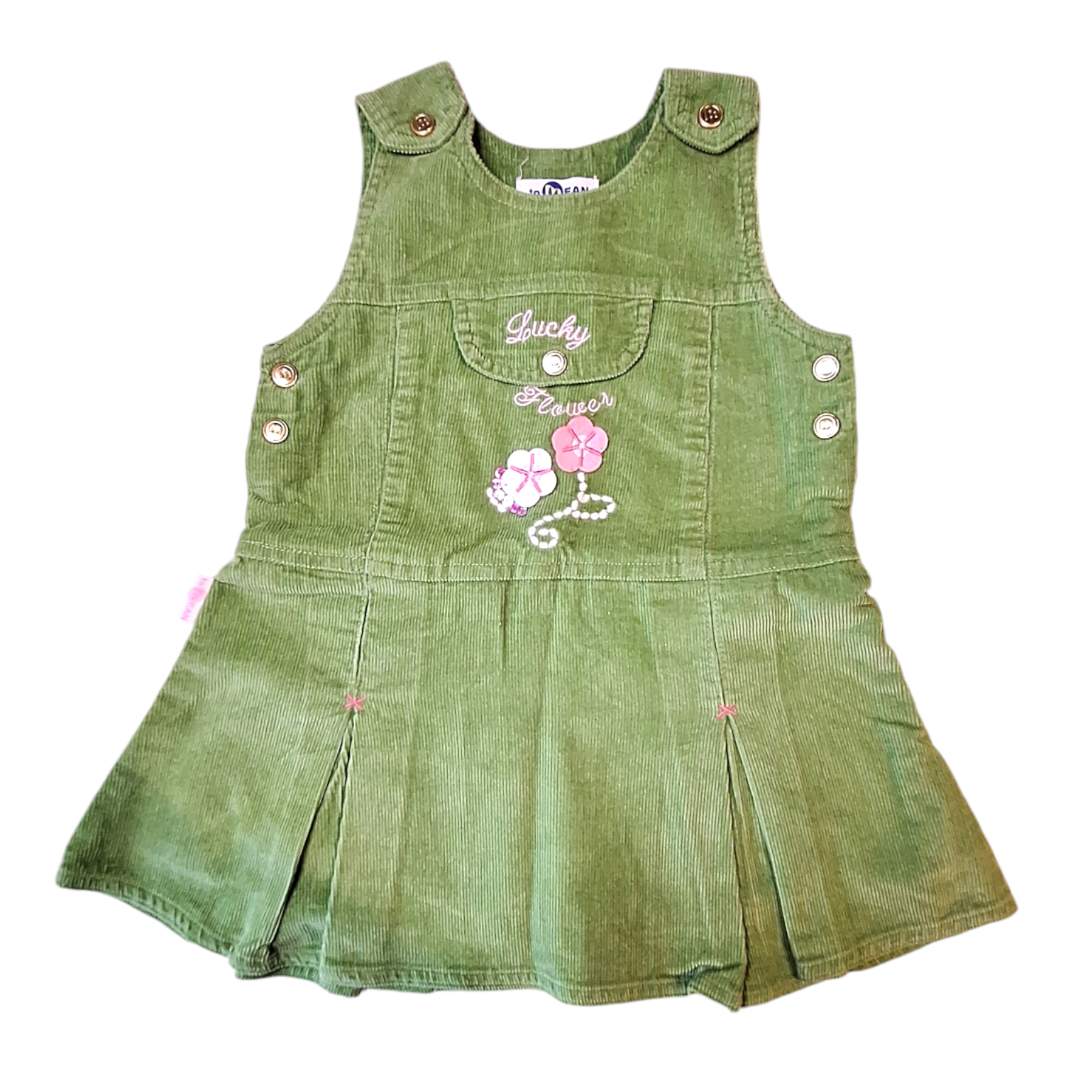 Overall in groen geribbeld corduroy -12/18M