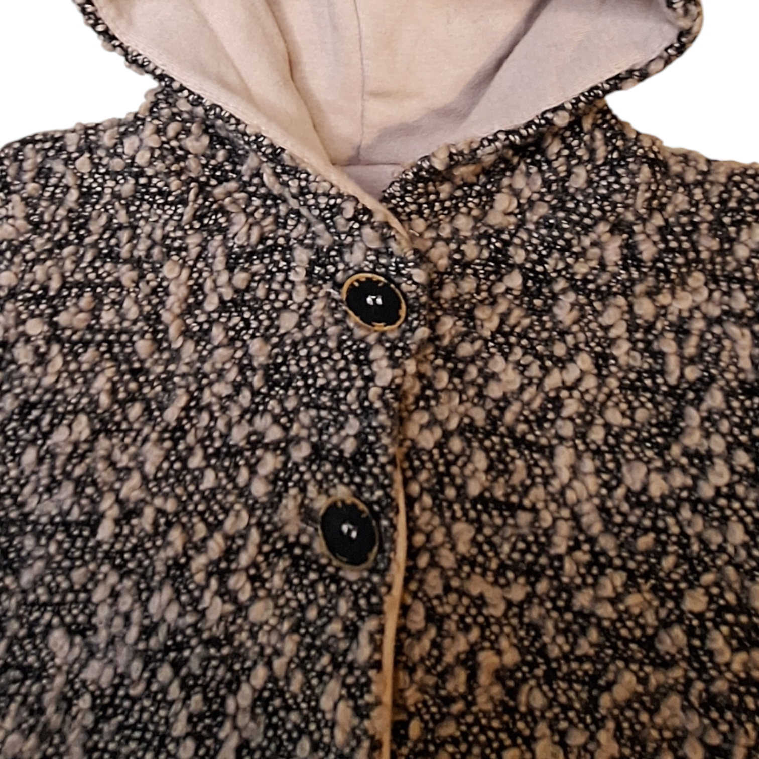 Play Up Boucle Wool Mix Hooded Coat (3M) - Made in Portugal - Preloved