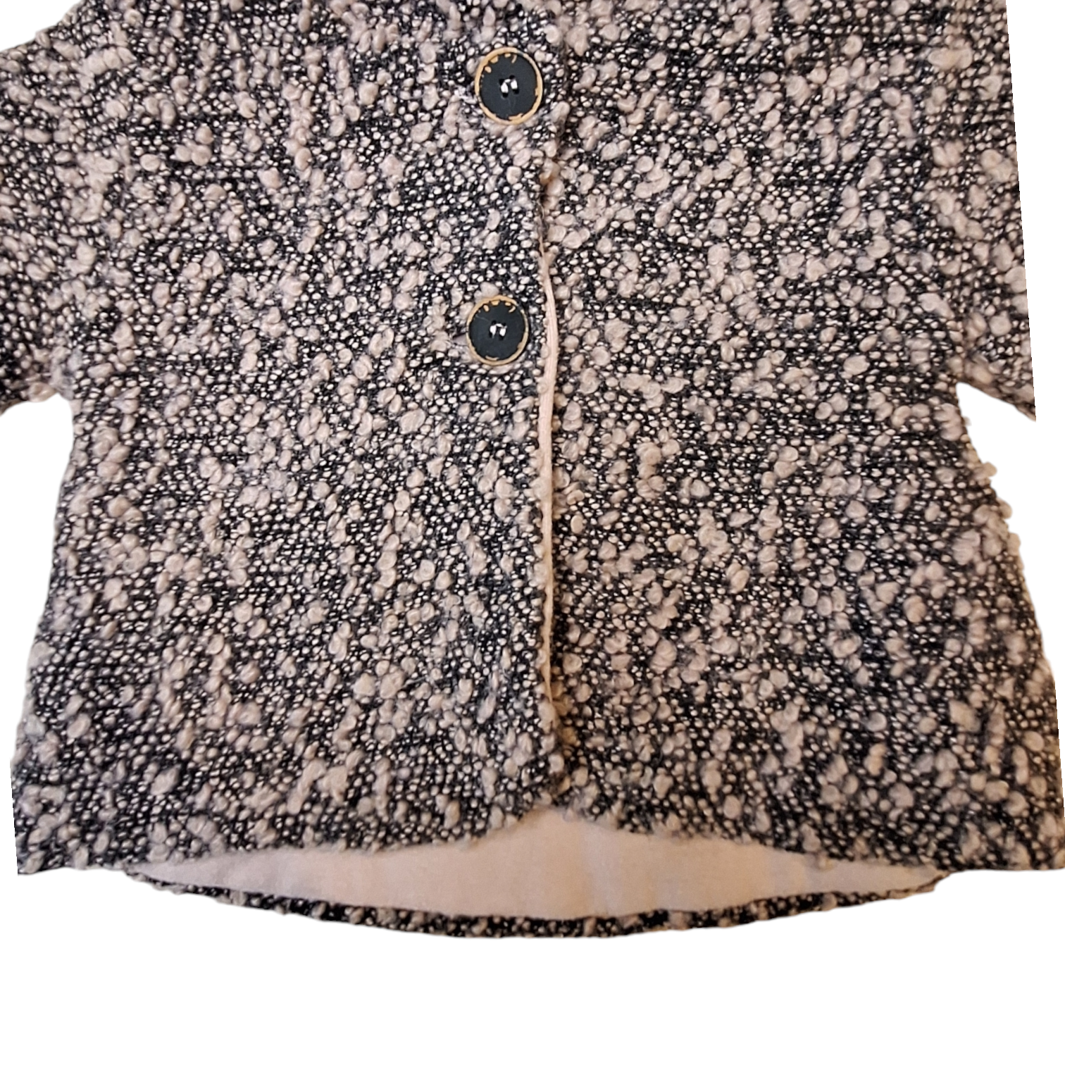 Play Up Boucle Wool Mix Hooded Coat (3M) - Made in Portugal - Preloved
