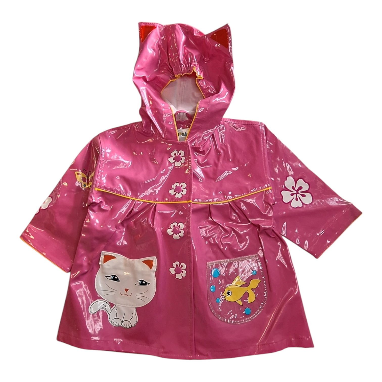 Regenjas met capuchon poes en vis - 80/86CM
