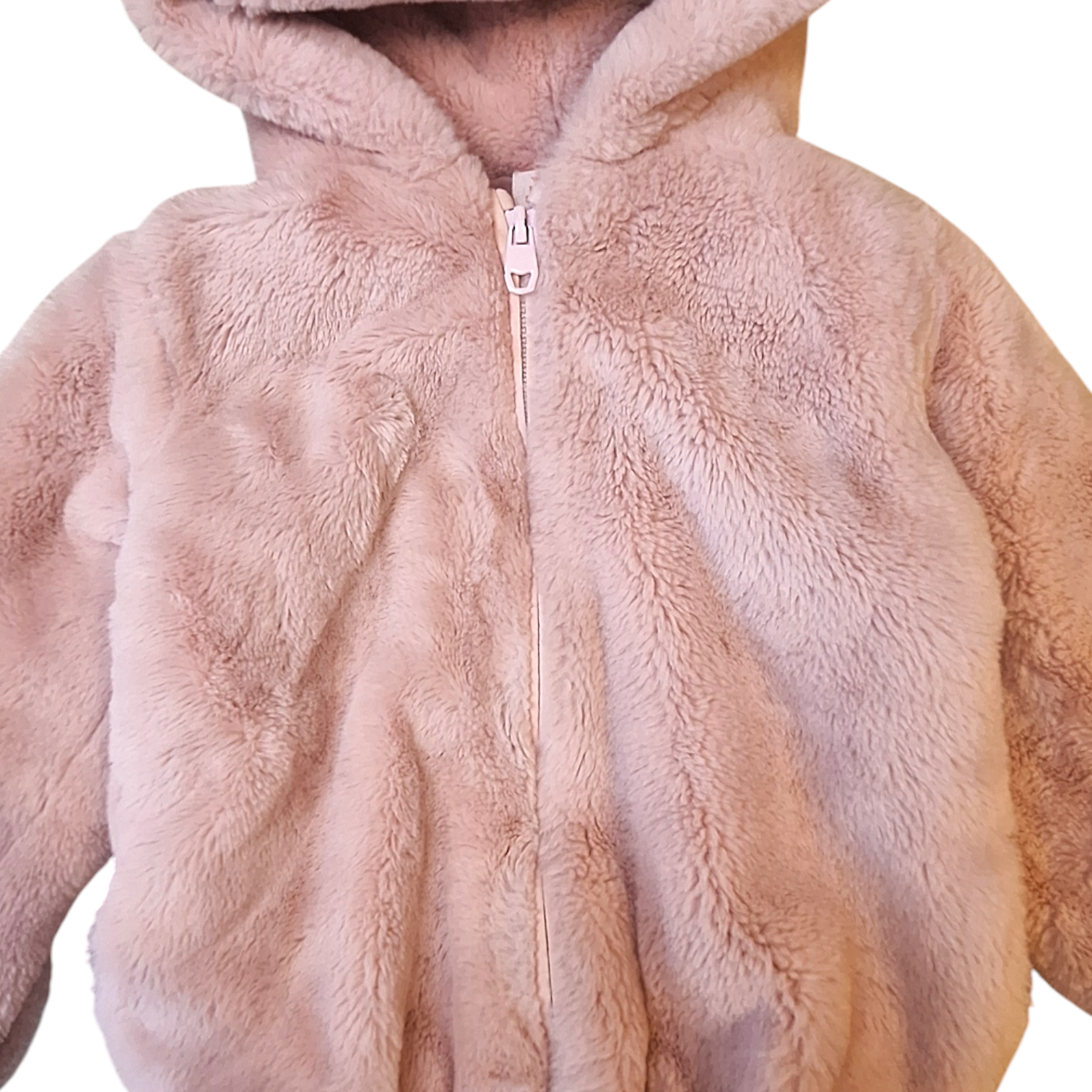 Faux fur jacket with hood - 12/18M