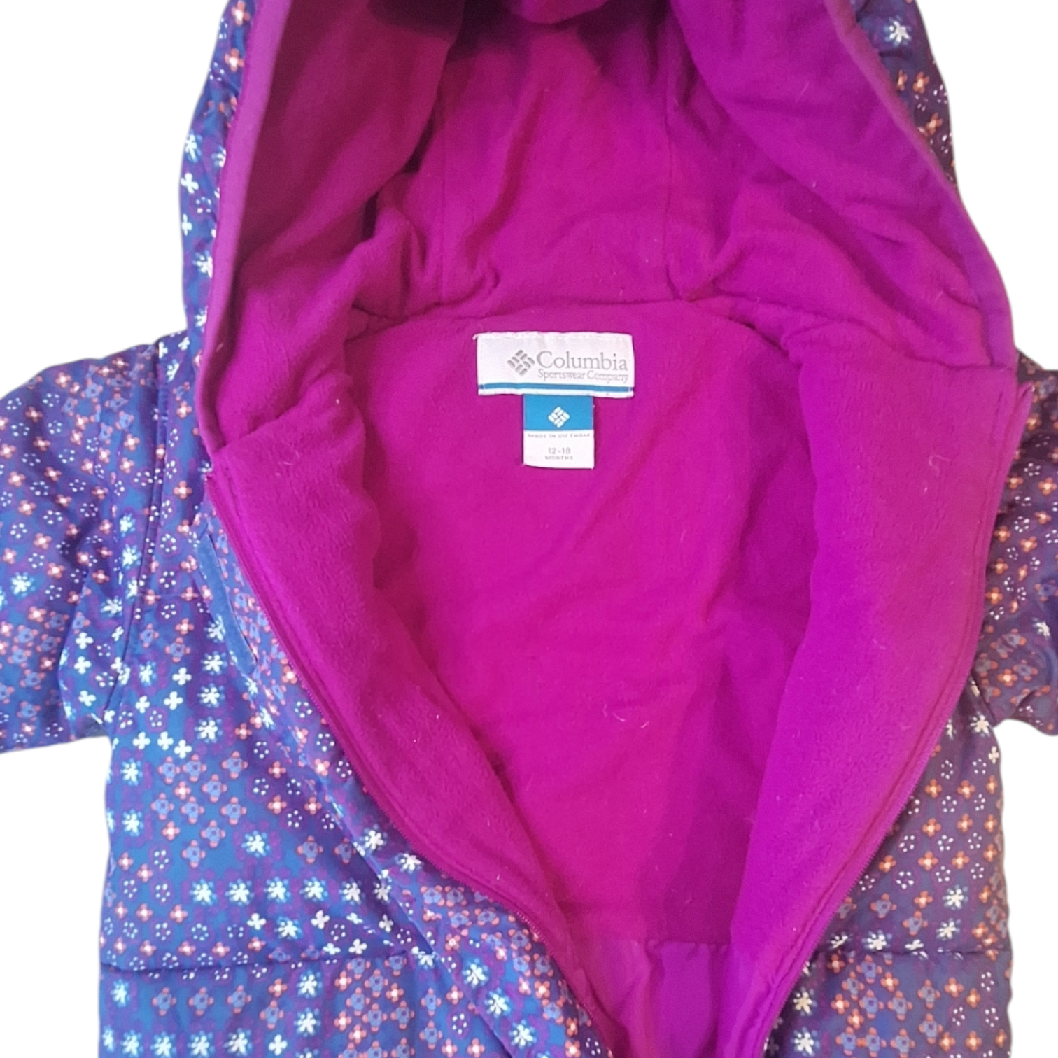 Puffer onesie with flowers - 12/18M