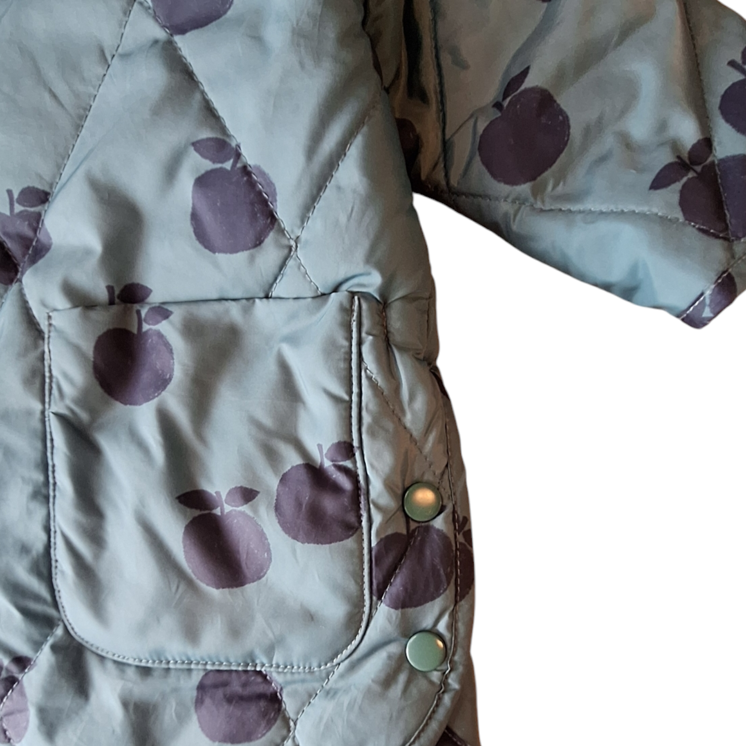 Lichte pufferjas met sherpa - appels - 18M
