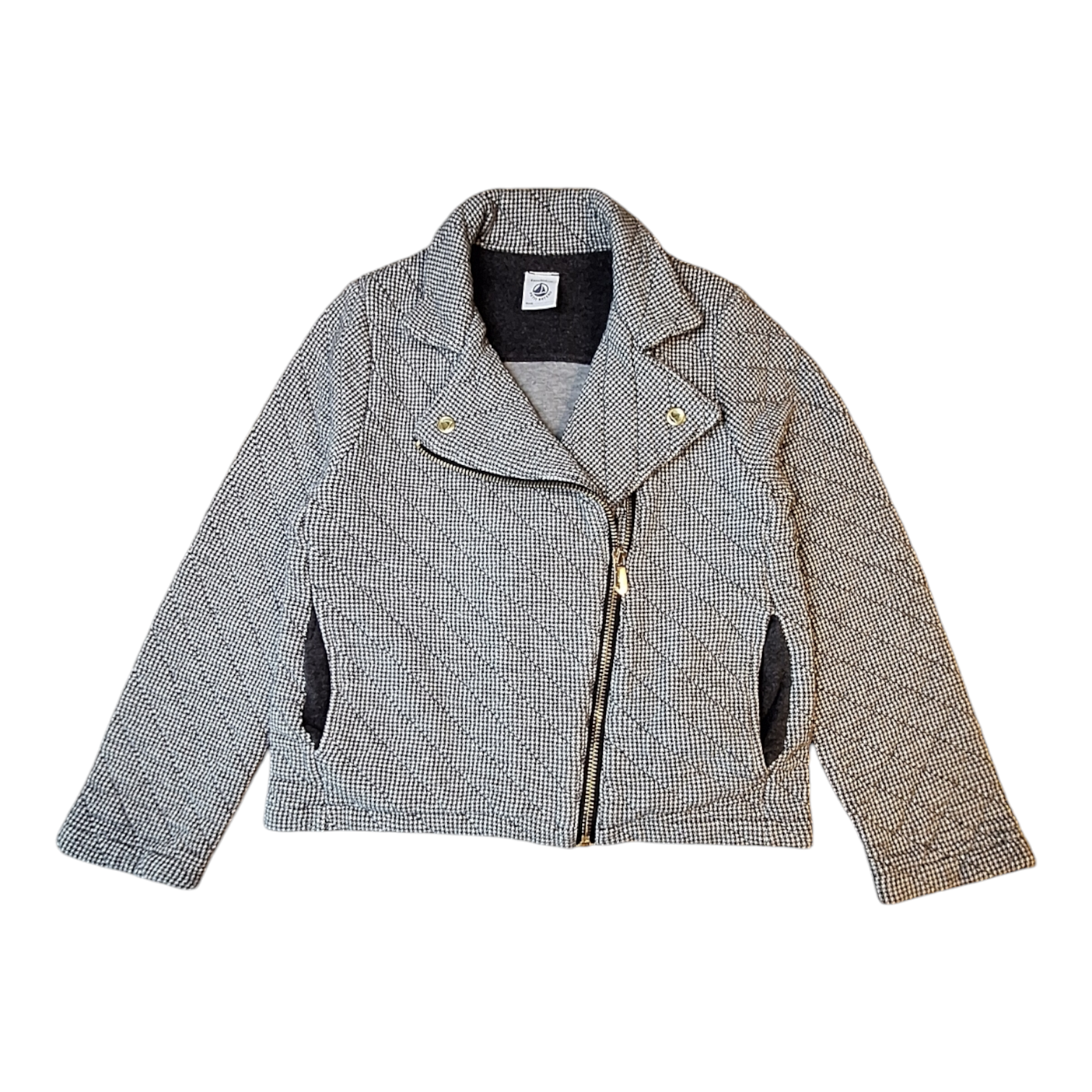 Pied de poule gewatteerd bikerjack - 6Y