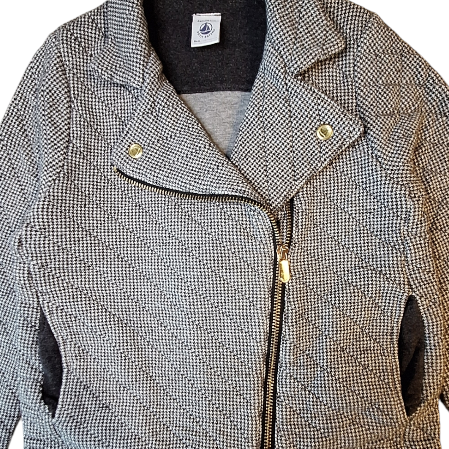 Pied de poule gewatteerd bikerjack - 6Y