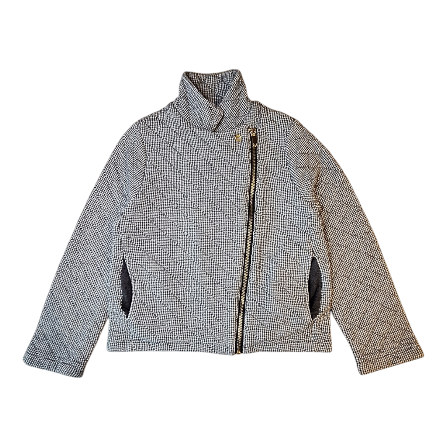 Pied de poule gewatteerd bikerjack - 6Y