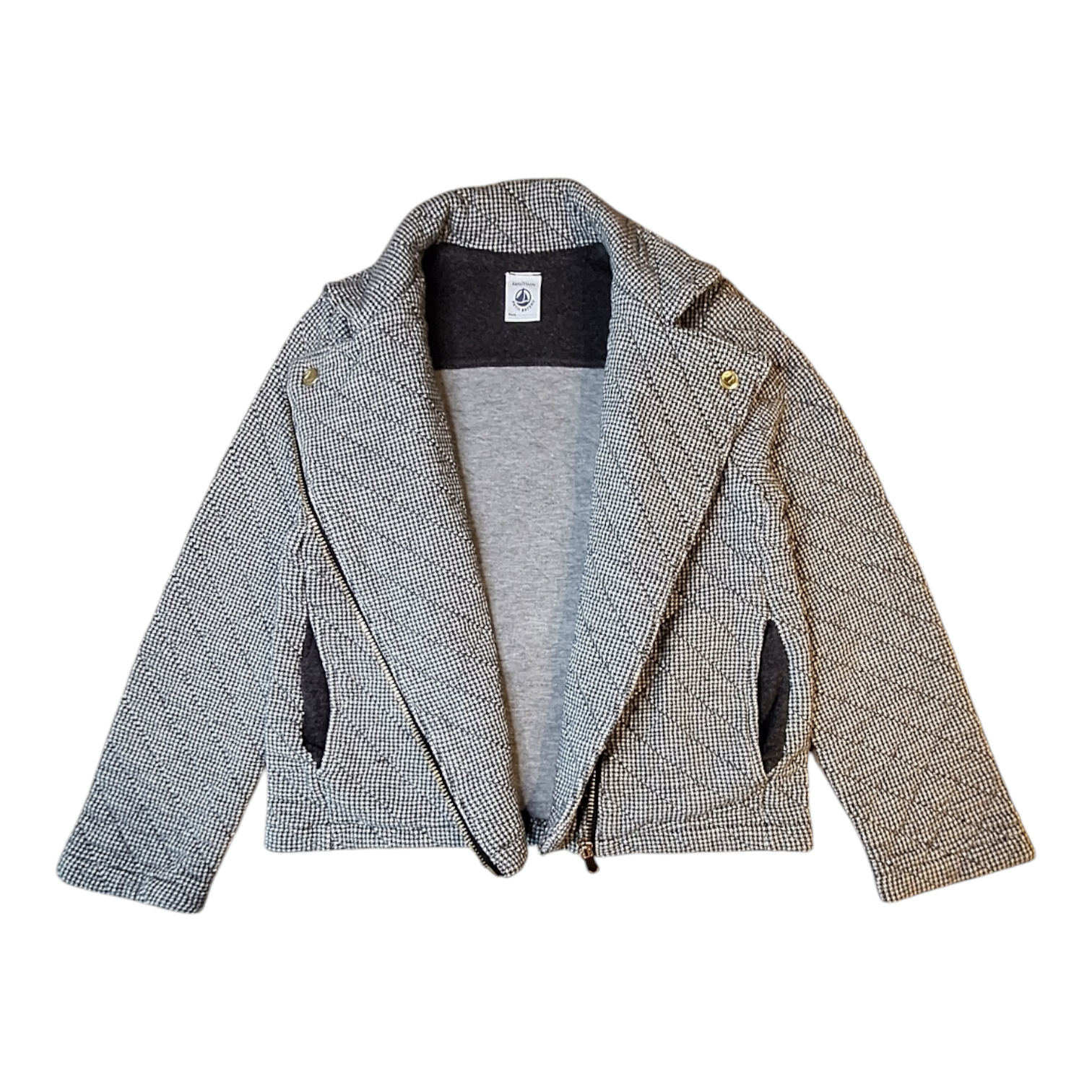 Pied de poule gewatteerd bikerjack - 6Y