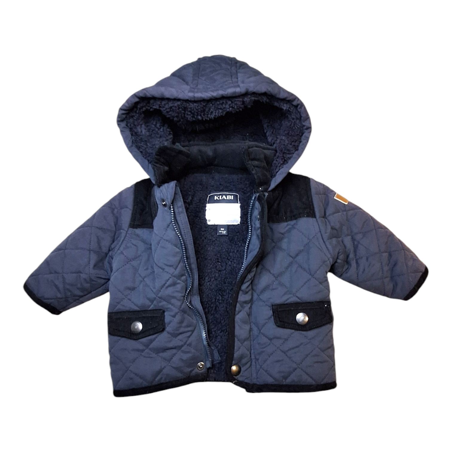 Gewatteerde jas met corduroy details - 63/69CM