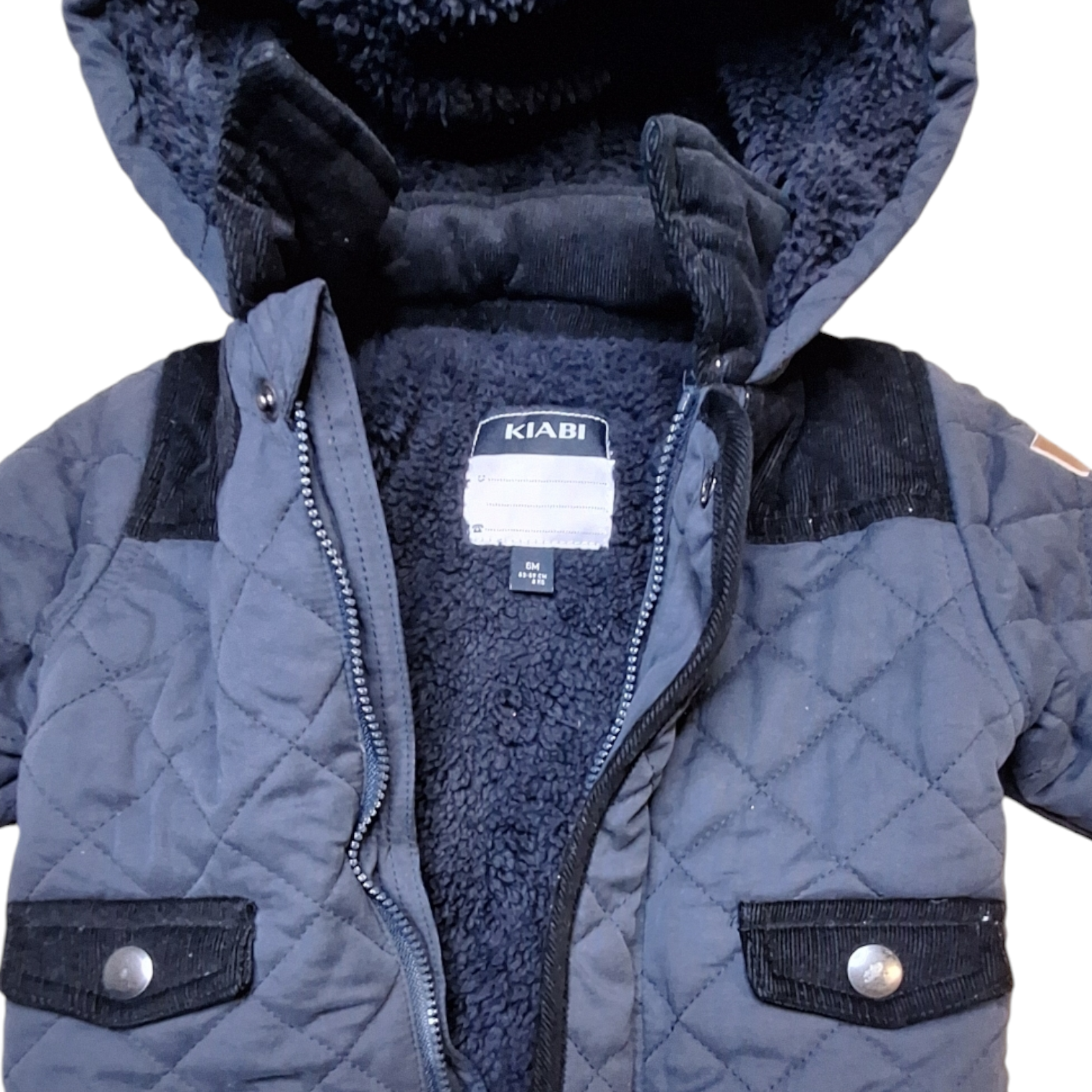 Gewatteerde jas met corduroy details - 63/69CM