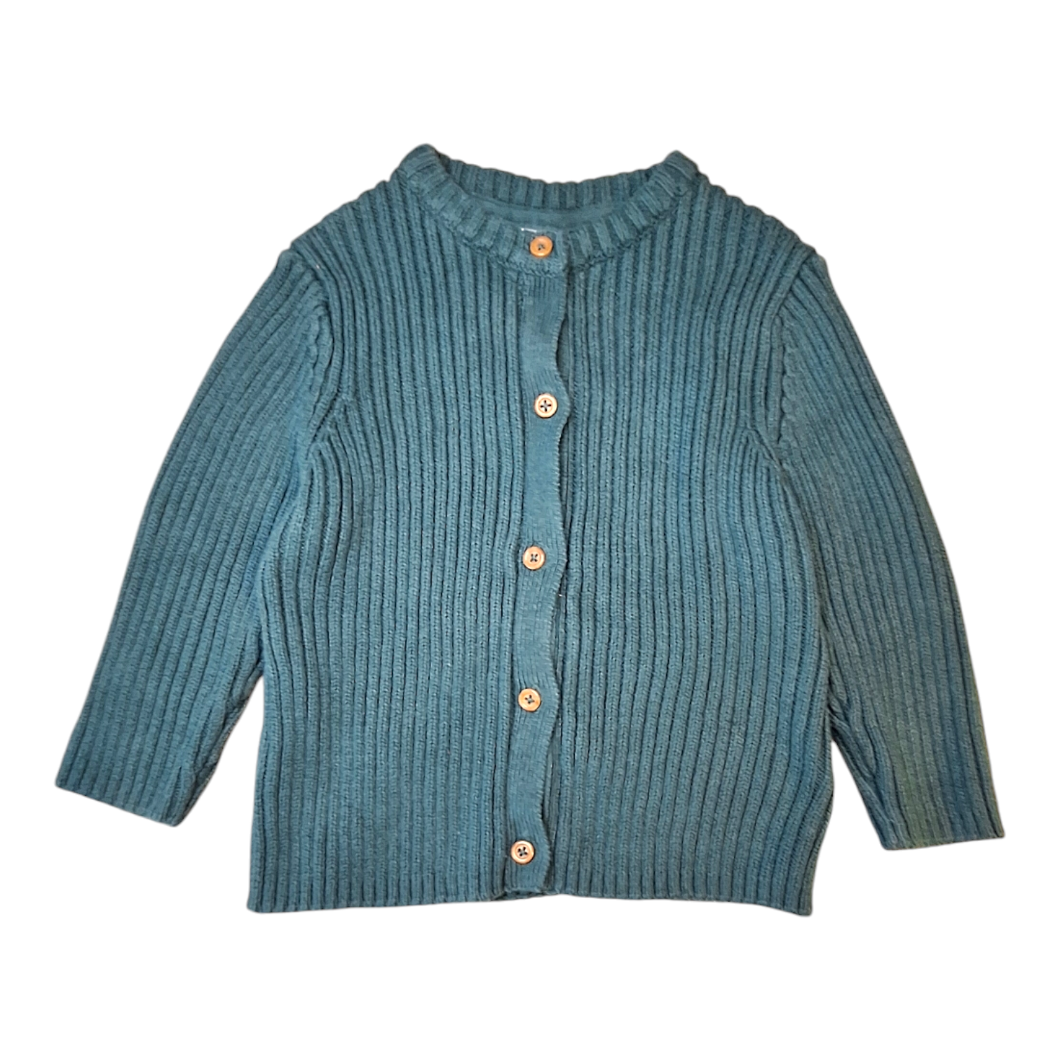 Geribbeld vest met houten knopen - 86CM