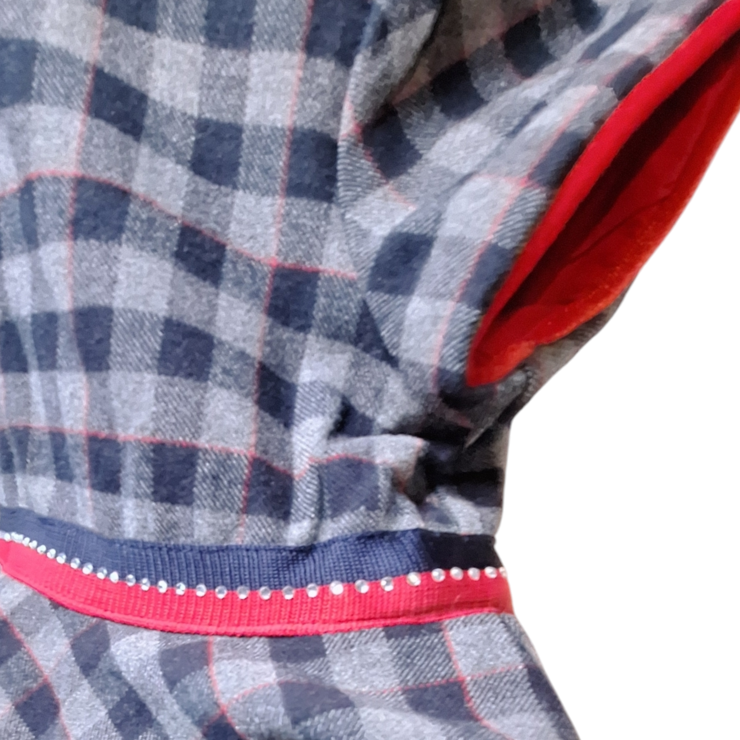 Geruite jurk met fluwelen details - 18M