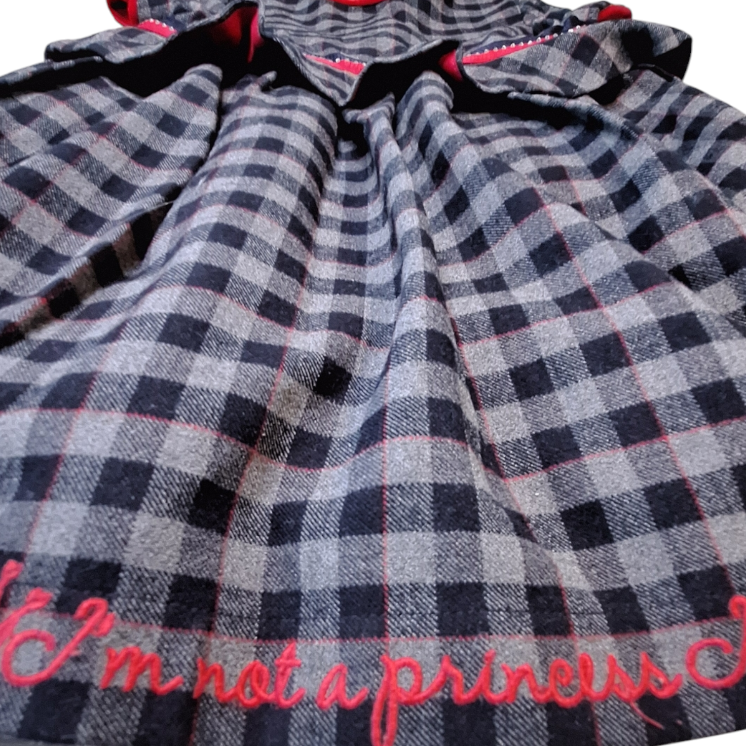 Geruite jurk met fluwelen details - 18M