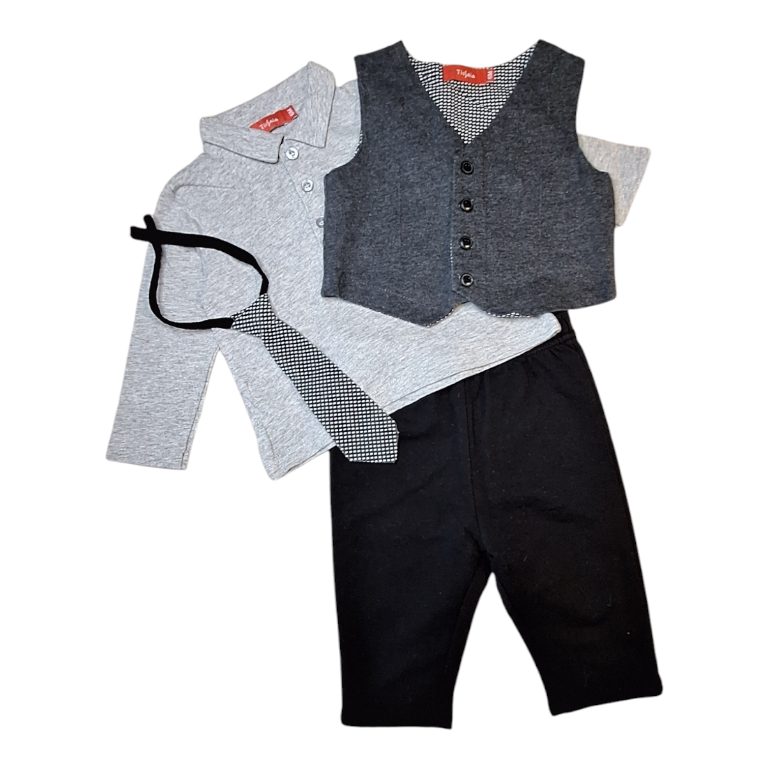Tissaia Baby Boy Set (6M) - Elegante Polo, Vest & Broek - Tweedehands