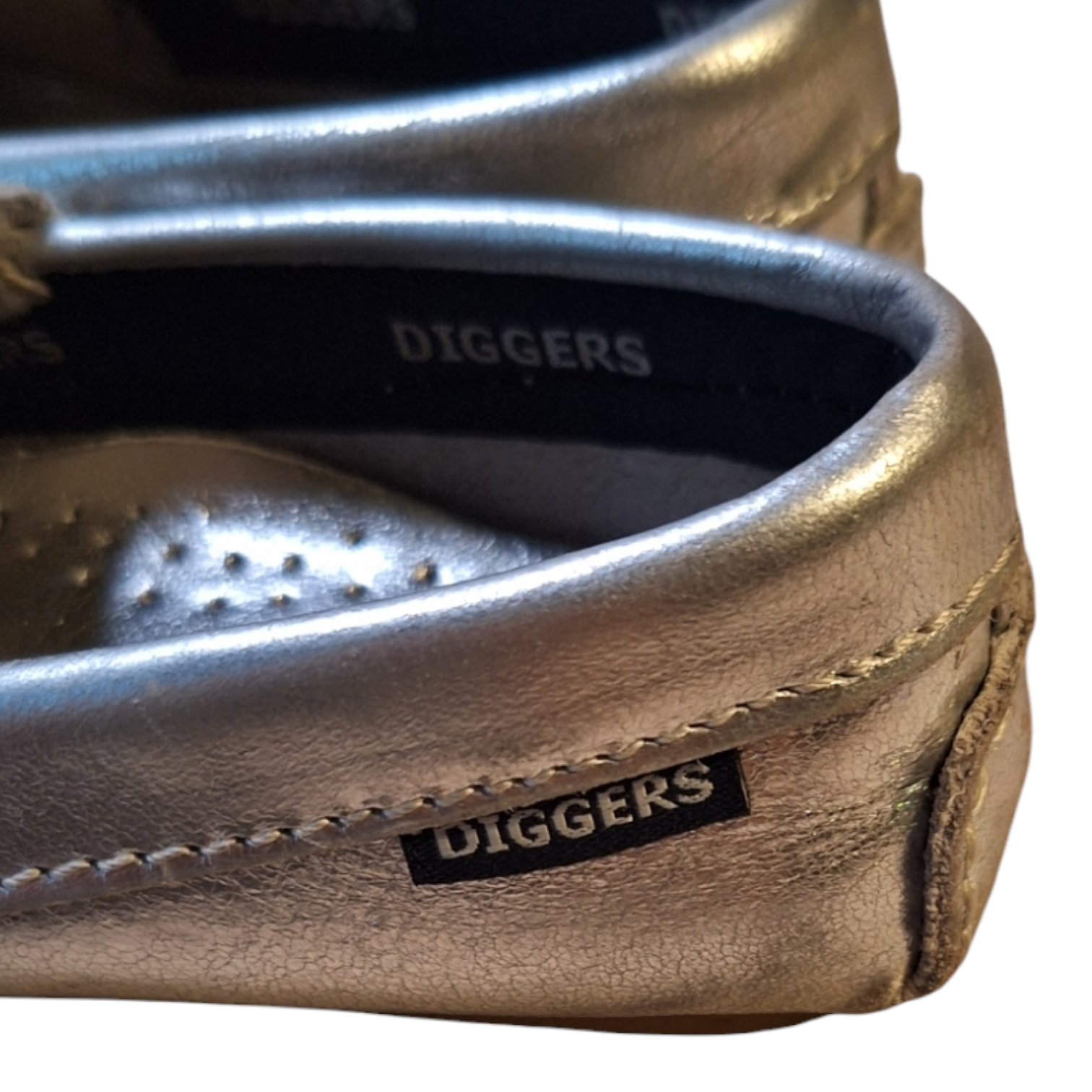 Diggers Leather Moccasins Zilver (Maat 24) - Echt Leer - Tweedehands