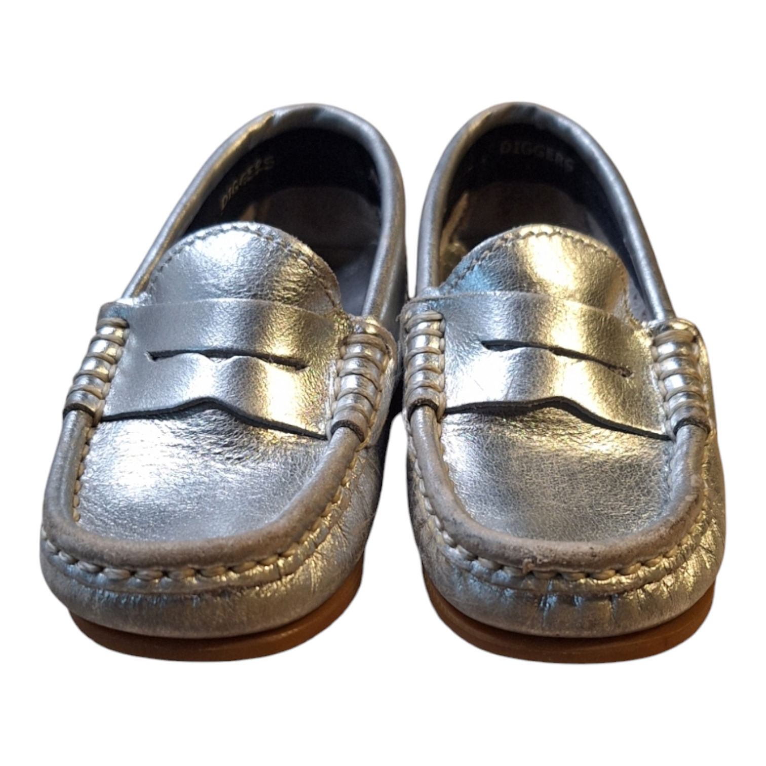 Diggers Leather Moccasins Zilver (Maat 24) - Echt Leer - Tweedehands