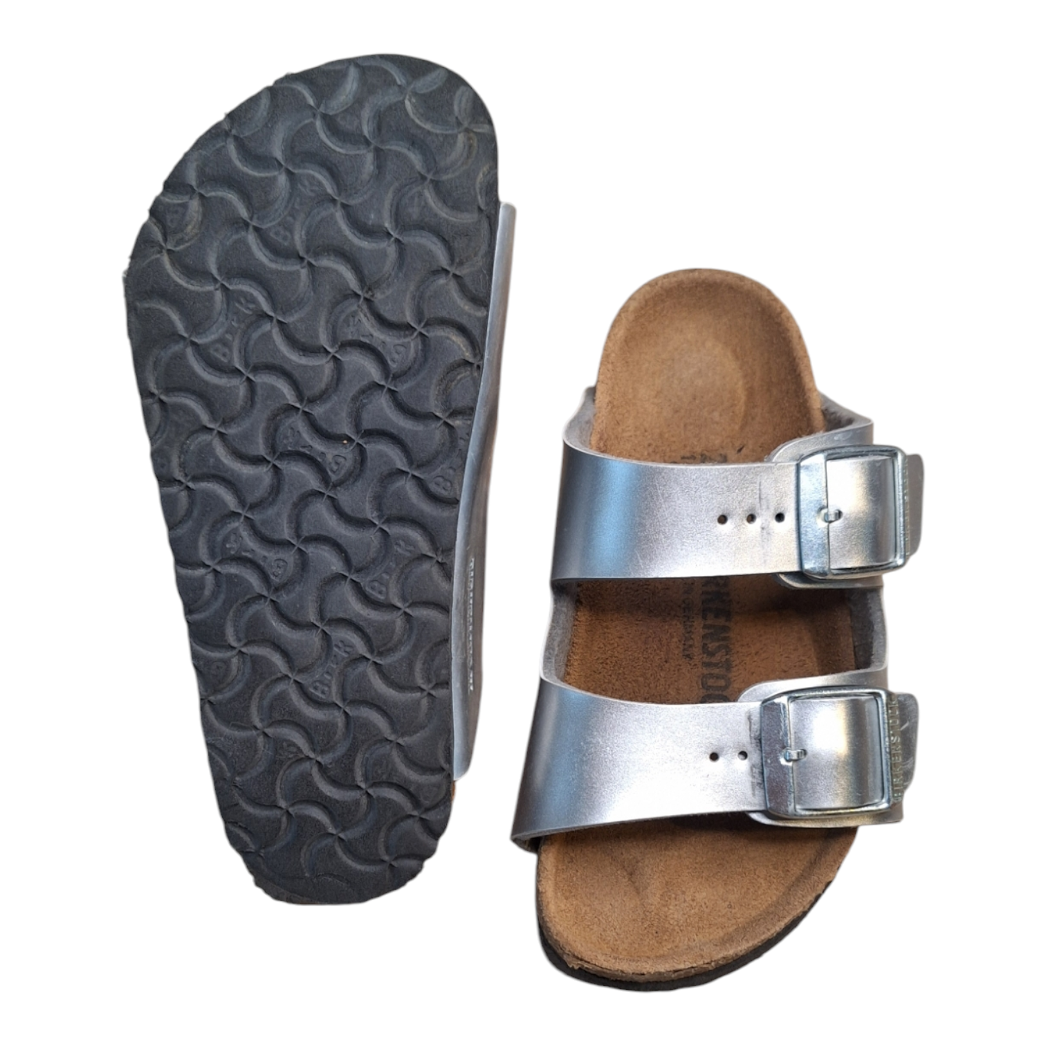 Birkenstock Arizona Kids (maat 26) - Zilveren leren sandalen - Tweedehands